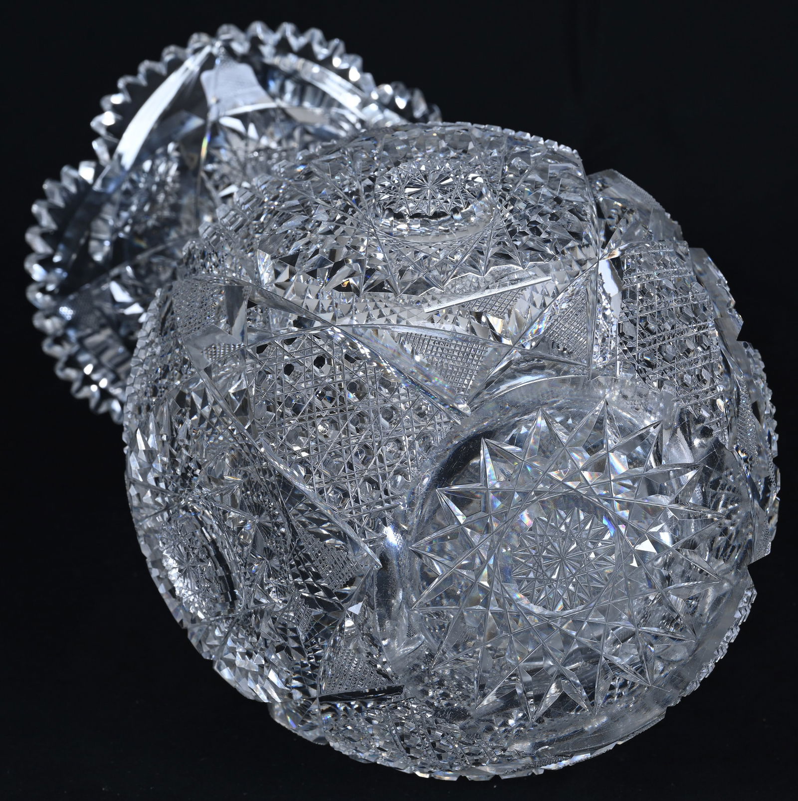 Vase, American Brilliant Cut Glass, Well Cut Hobstar, Cane, Crosscutting Motif - 3