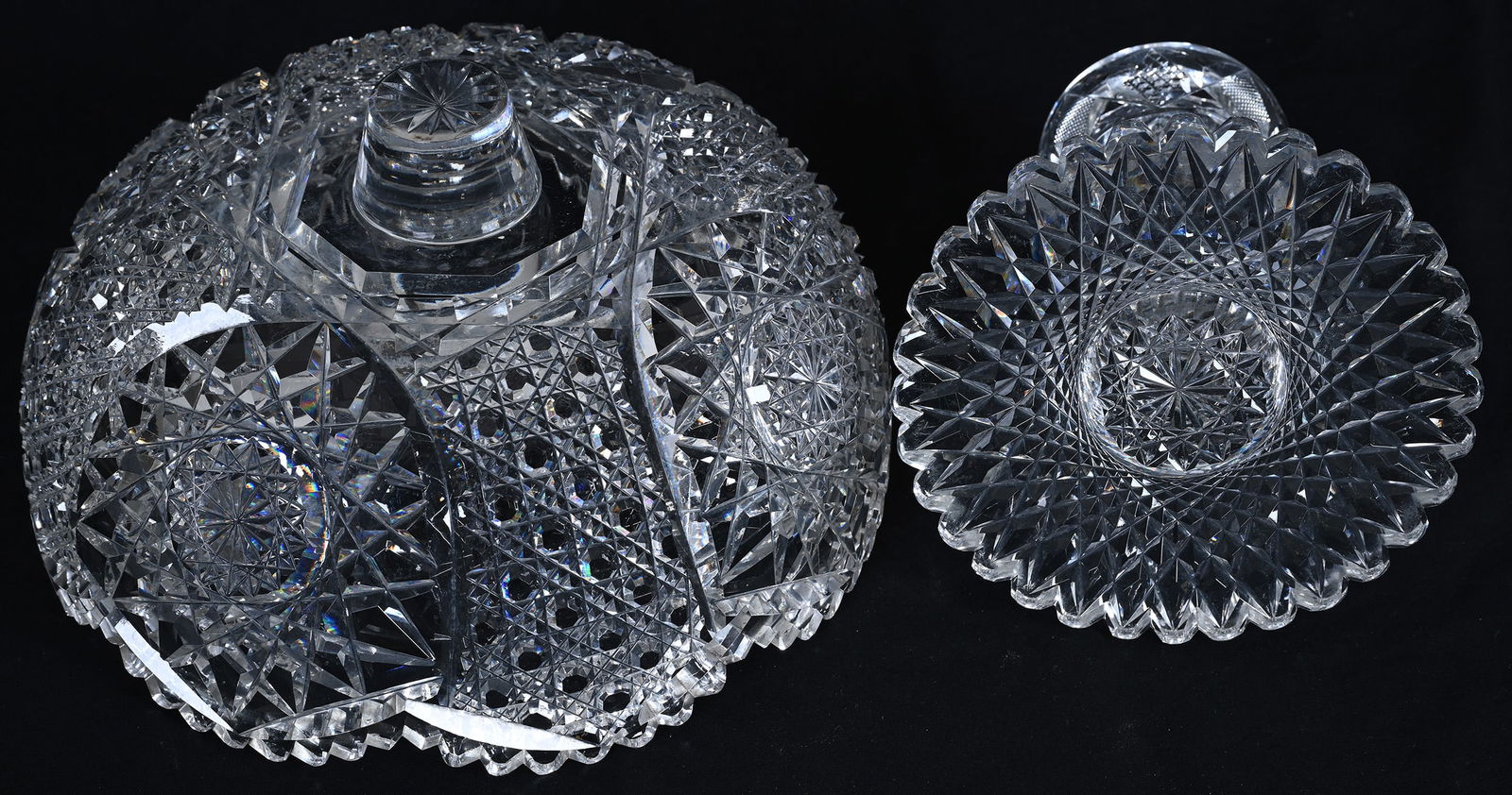 Pedestal Bowl, Two Part, American Brilliant Cut Glass - 3