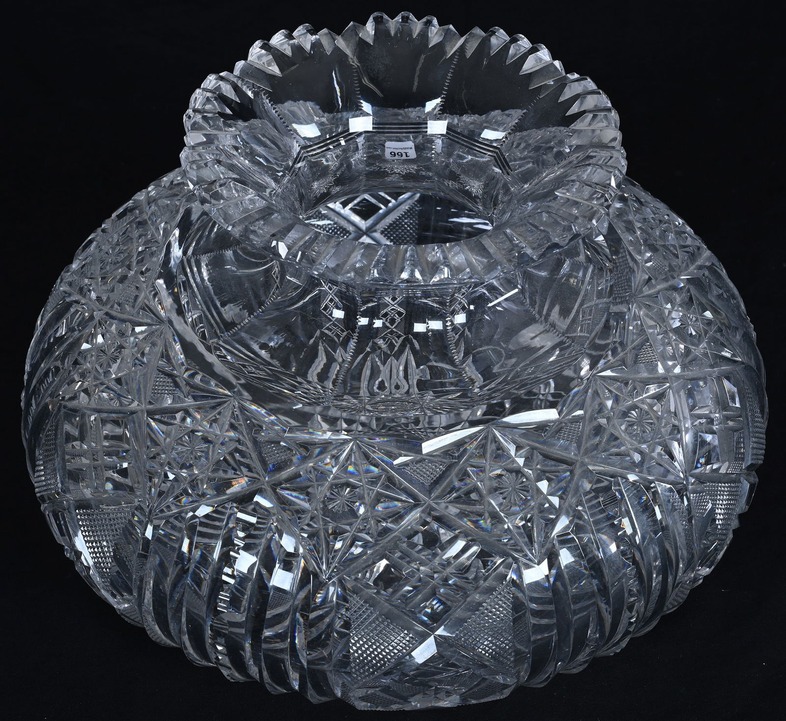 Massive Flower Center, American Brilliant Cut Glass, Ramona Pattern By Dorflinger - 2