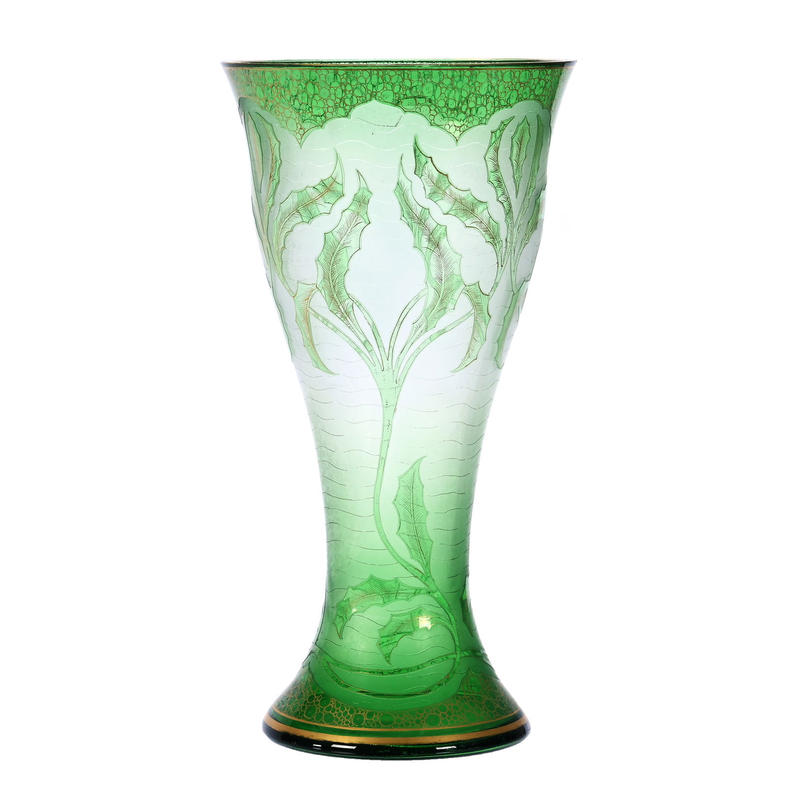 Vase Marked Honesdale By Dorflinger, Green Acid Cut To Clear (1 of 3)