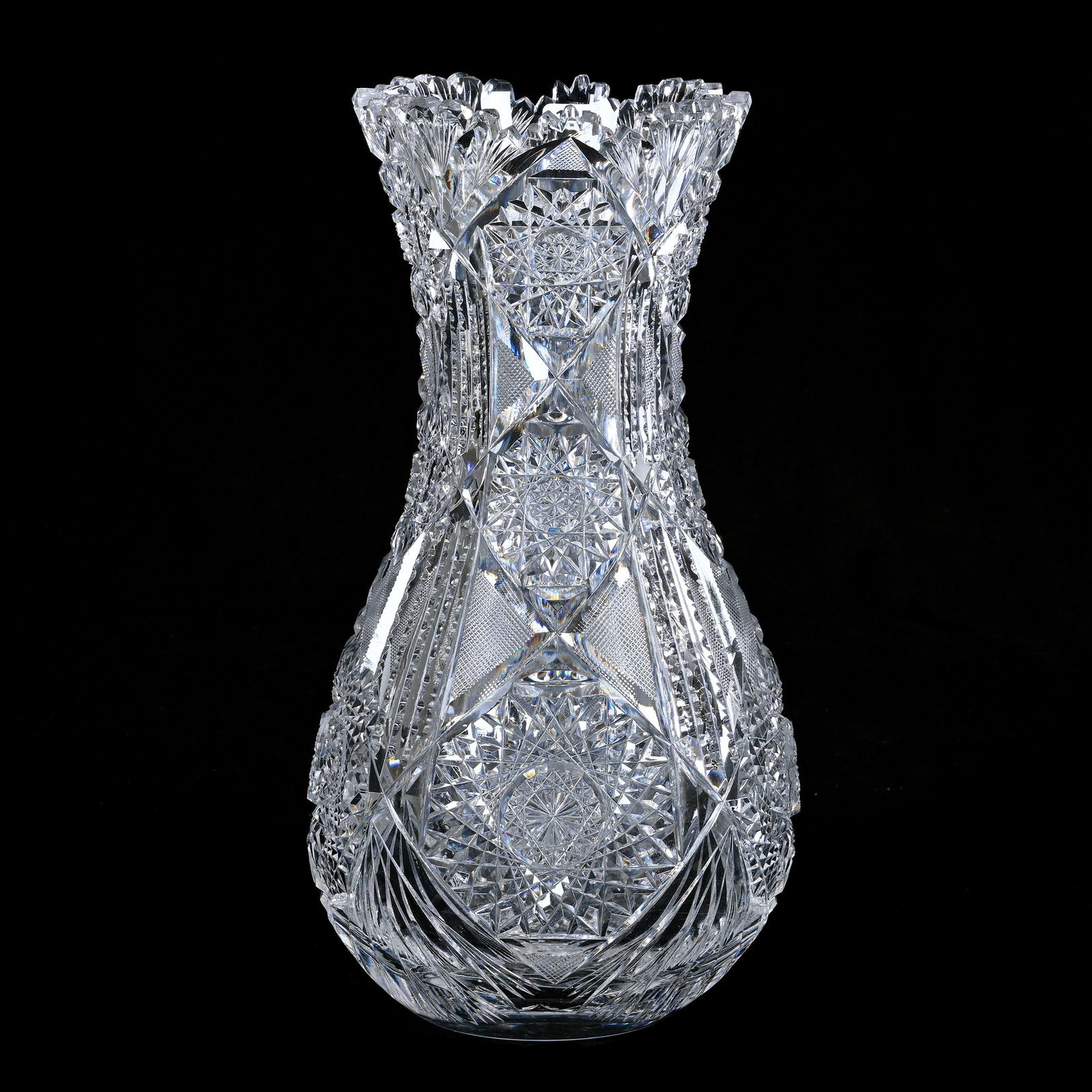 Vase, ABCG, Four Alternating Panels Of Hobstar, Crosscutting, Prism & Fan Motif (1 of 3)