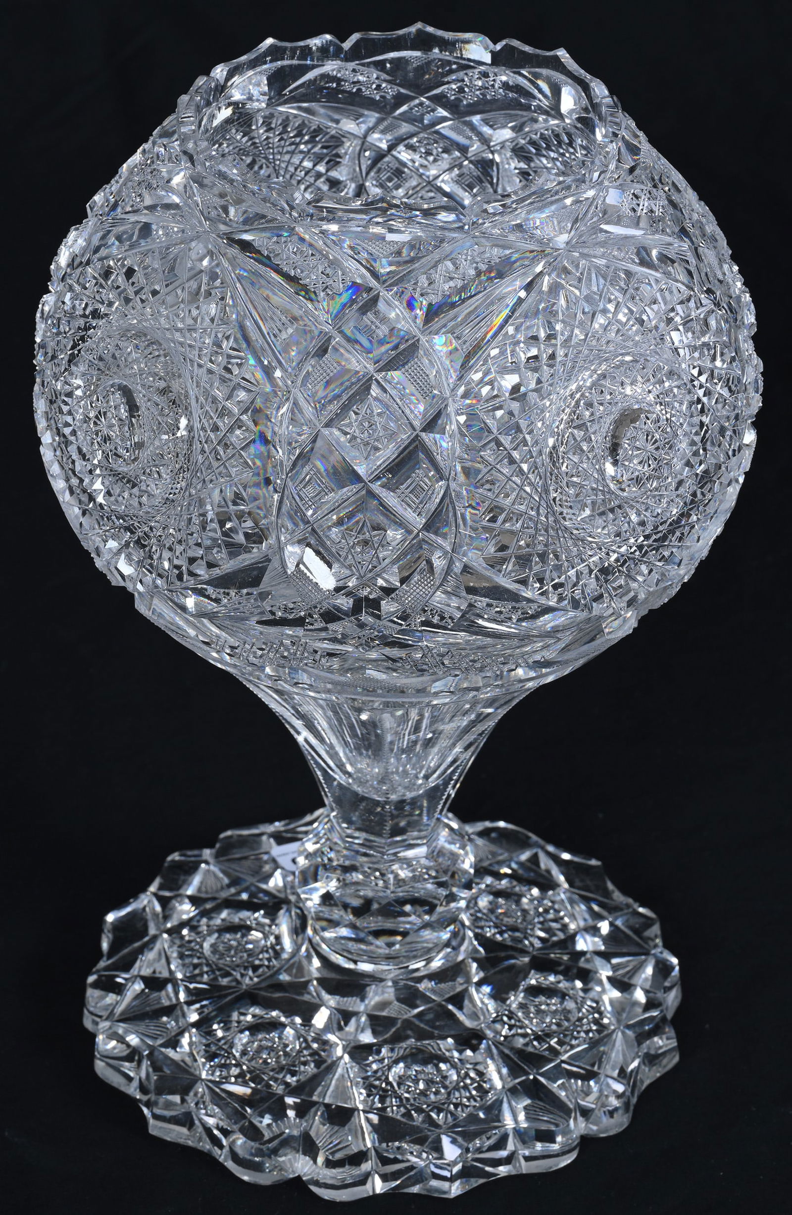 Pedestal Rose Bowl, ABCG, Hobstar, Vesica, Cane, Crosscutting & Fan Motif - 2