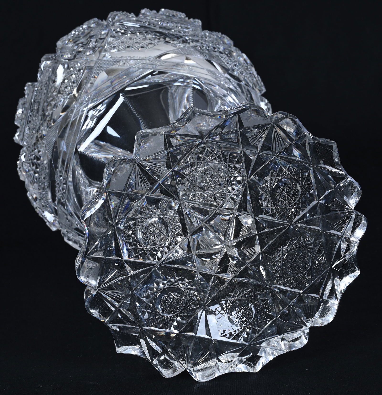 Pedestal Rose Bowl, ABCG, Hobstar, Vesica, Cane, Crosscutting & Fan Motif - 3