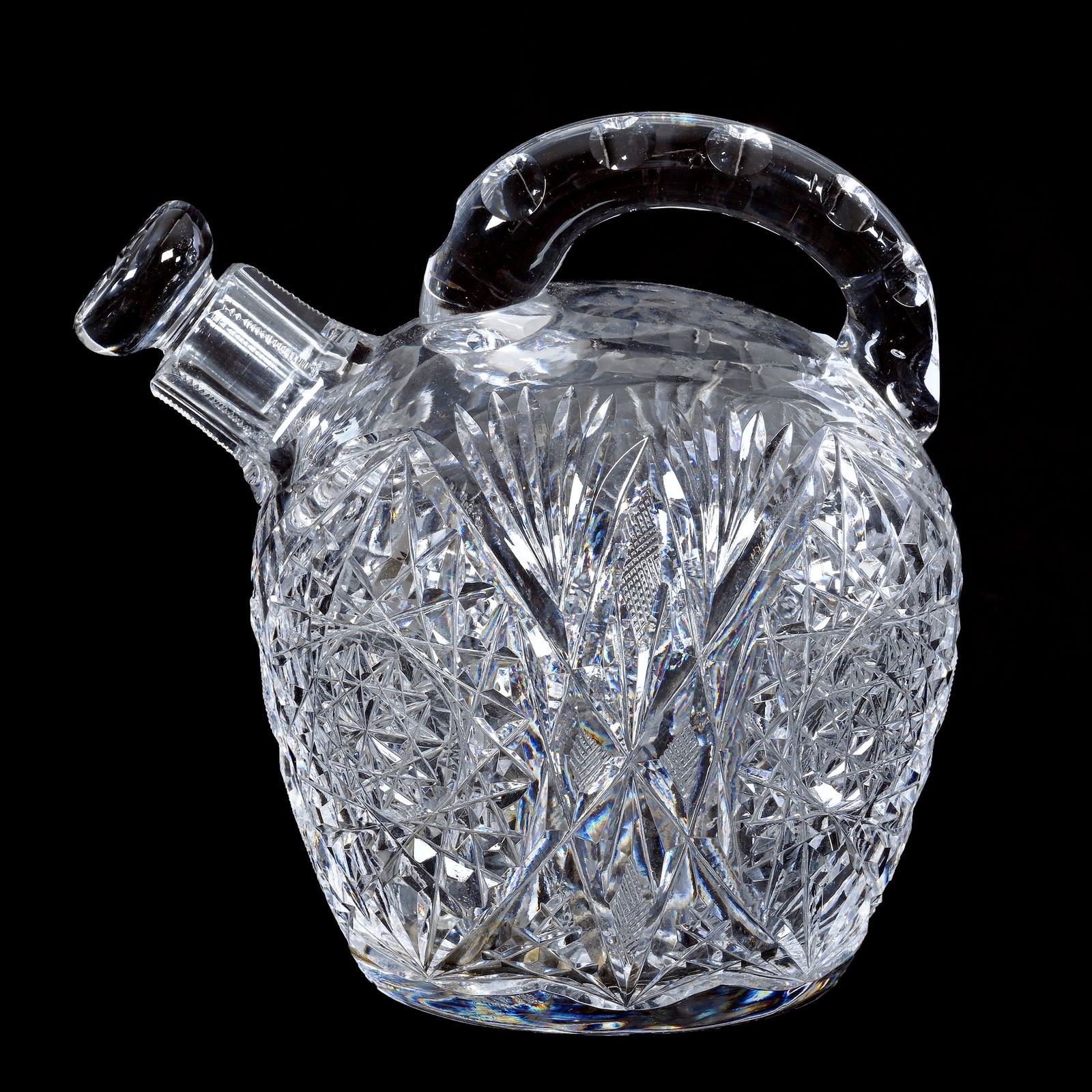 Rum Jug, American Brilliant Cut Glass, Hobstar, Crosscutting And Fan Motif (1 of 3)