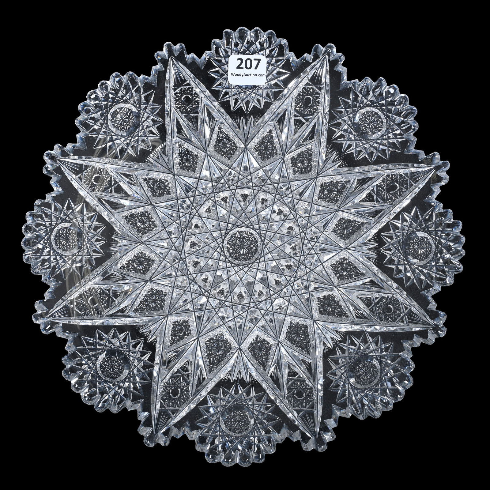 Plate, American Brilliant Cut Glass, Expanding Star Pattern Attributed To Elite Cut Glass (1 of 2)