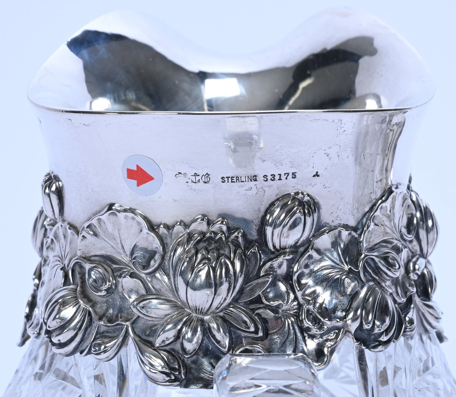 Pair Pitchers, ABCG, Hobstar, Kite, Crosscut Diamond And Fan Motif, Sterling Collar - 4