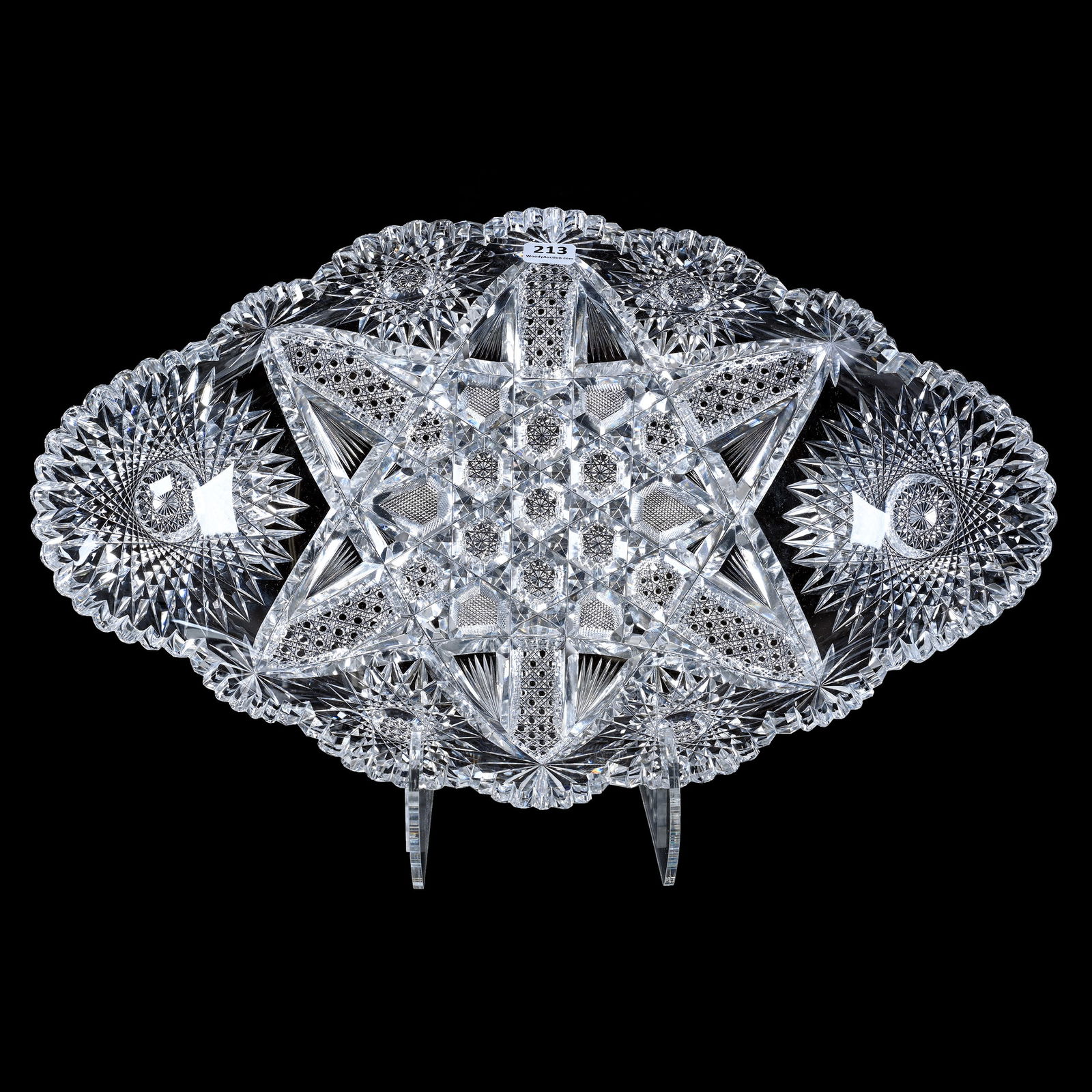 Ice Cream Tray, ABCG, Six-Point Star Center With Hobstar Cluster, Crosscutting, Cane Design (1 of 2)