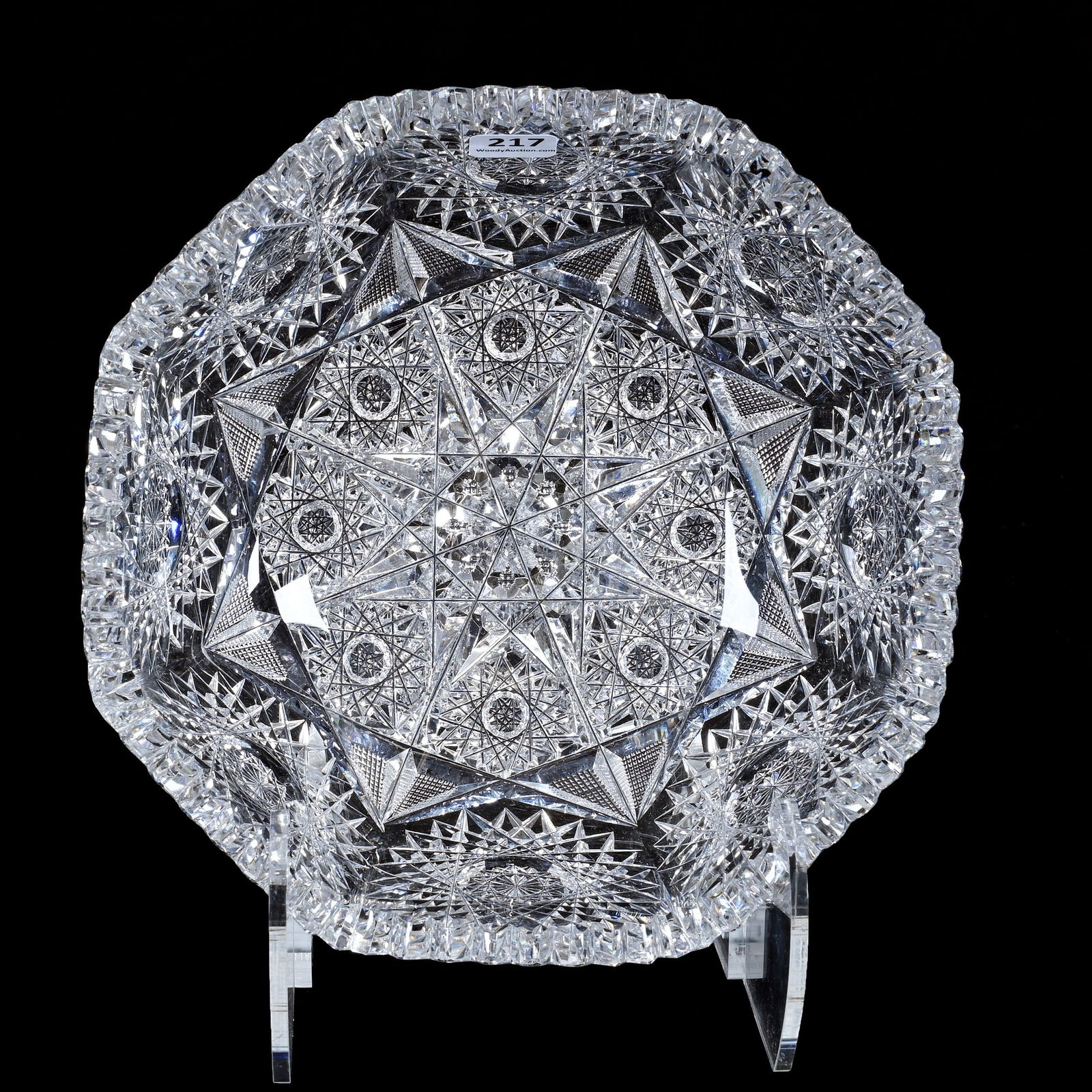 Bowl, Eight-Sided, American Brilliant Cut Glass, Hobstar & Crosscutting Highlights (1 of 6)