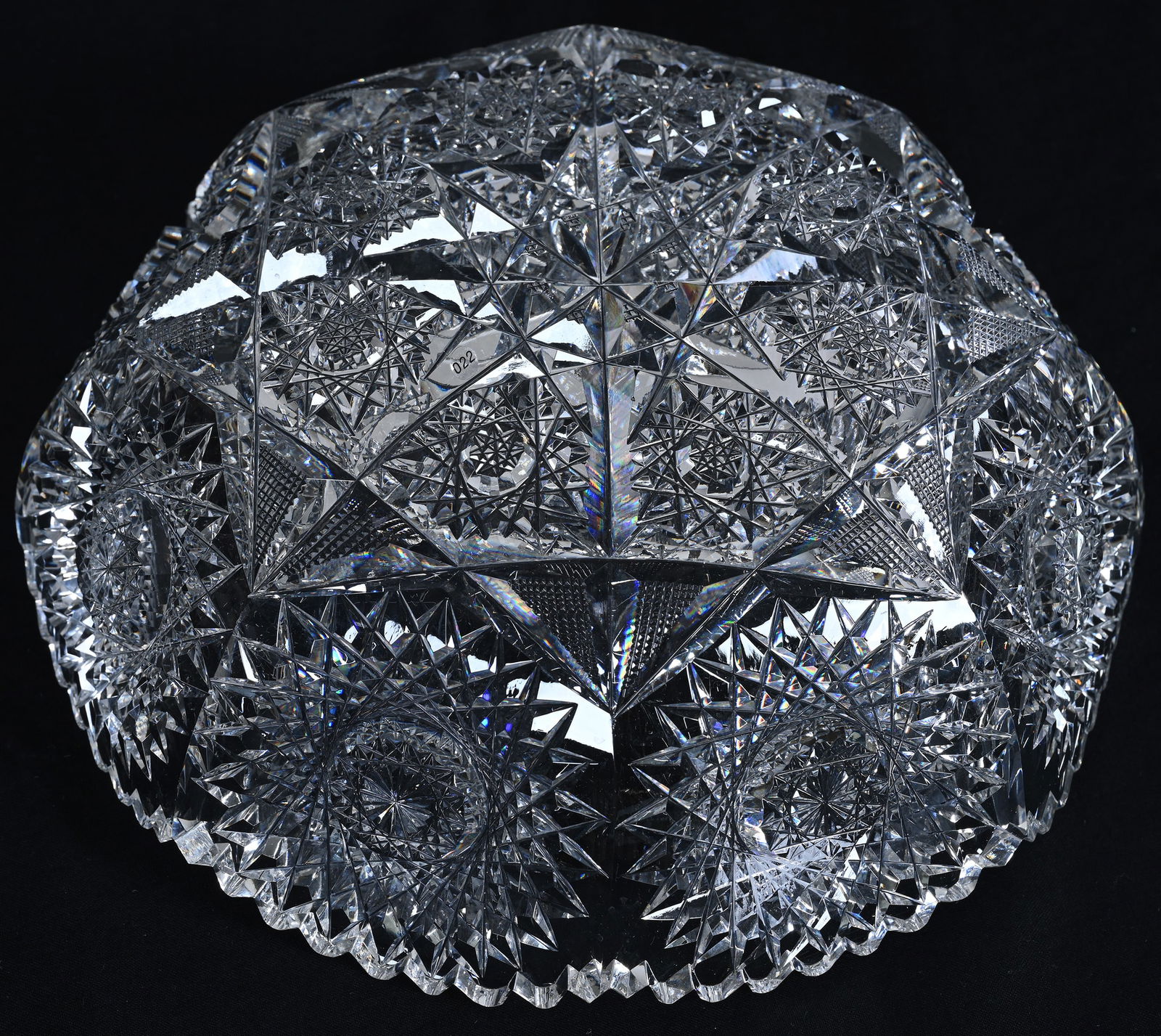 Bowl, Eight-Sided, American Brilliant Cut Glass, Hobstar & Crosscutting Highlights - 3