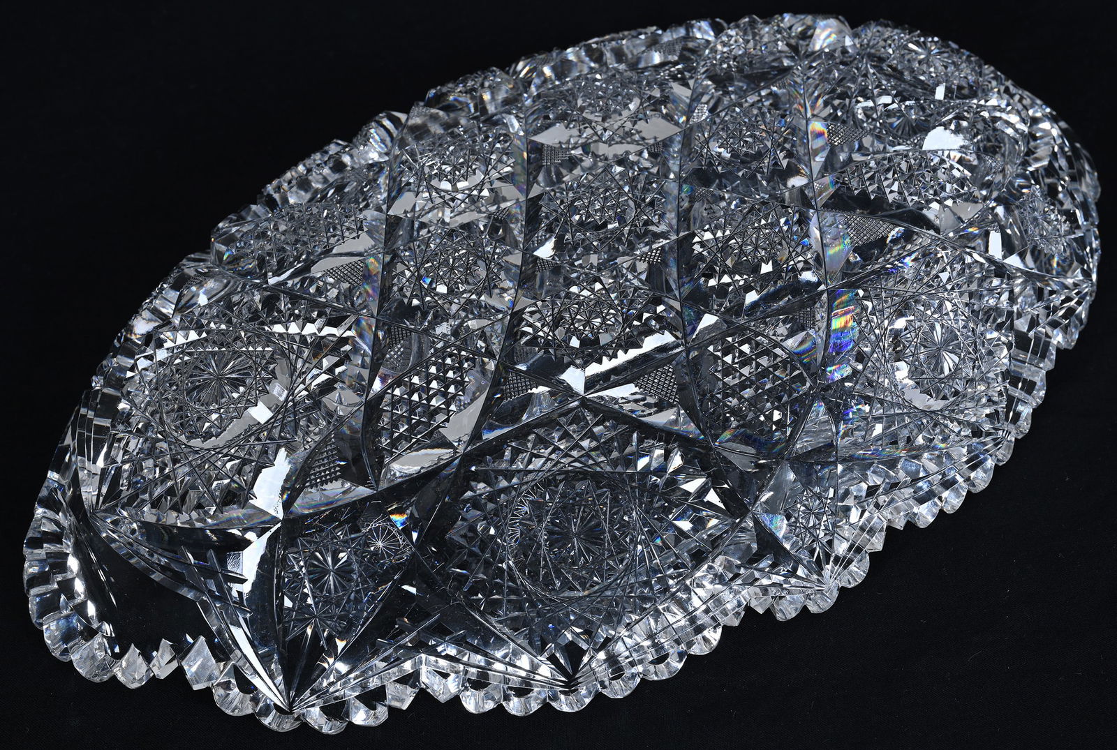 Ice Cream Tray, American Brilliant Cut Glass, Pattern Resembles Cluster Pattern By Egginton - 2