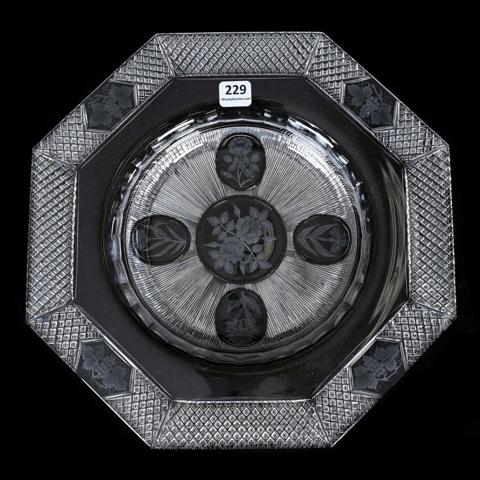 Octagonal Bowl, ABCG, Signed Sinclaire Diamond And Silver Threads Pattern (1 of 2)