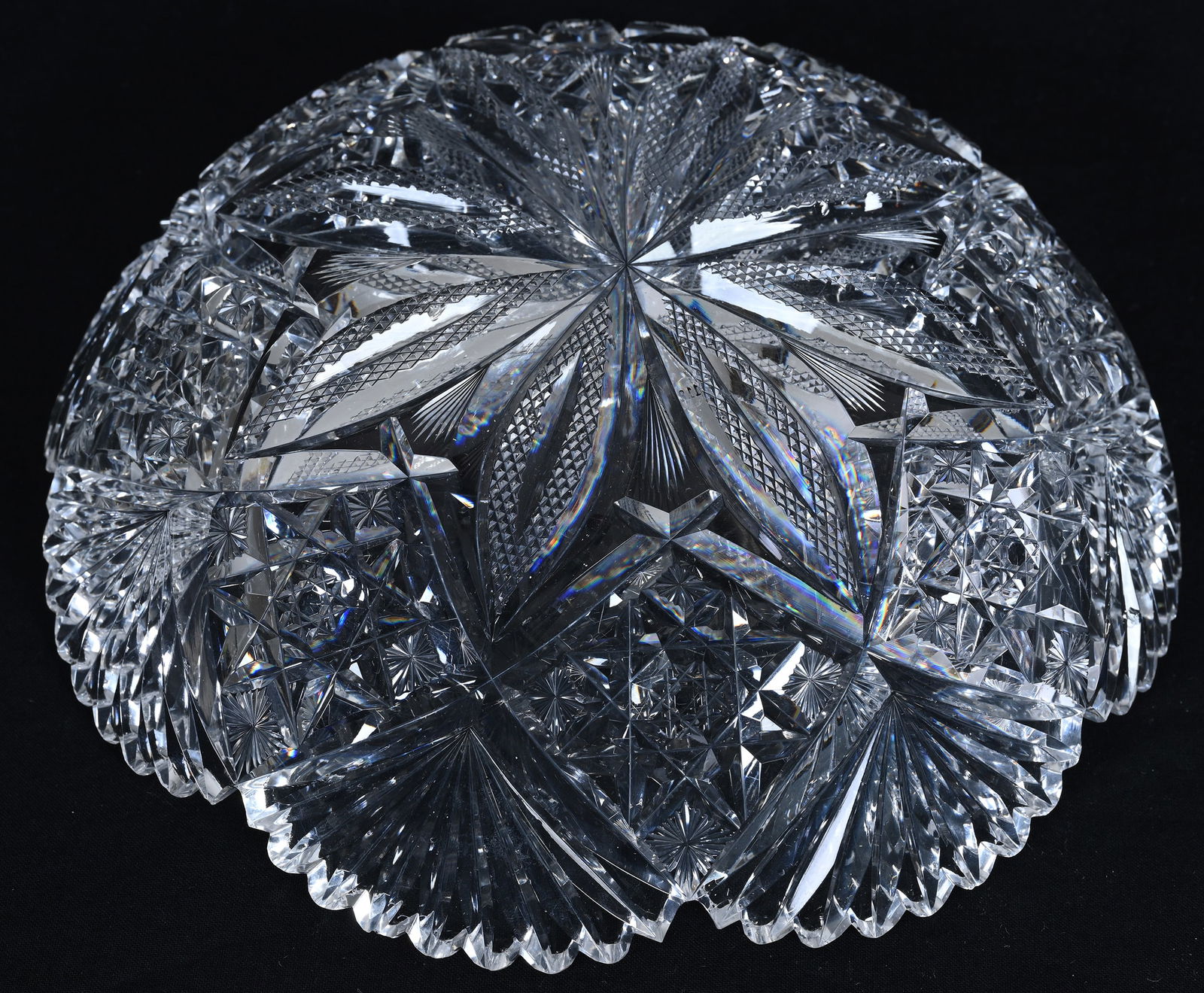 Bowl, American Brilliant Cut Glass, Venetian Pattern By Hawkes - 2