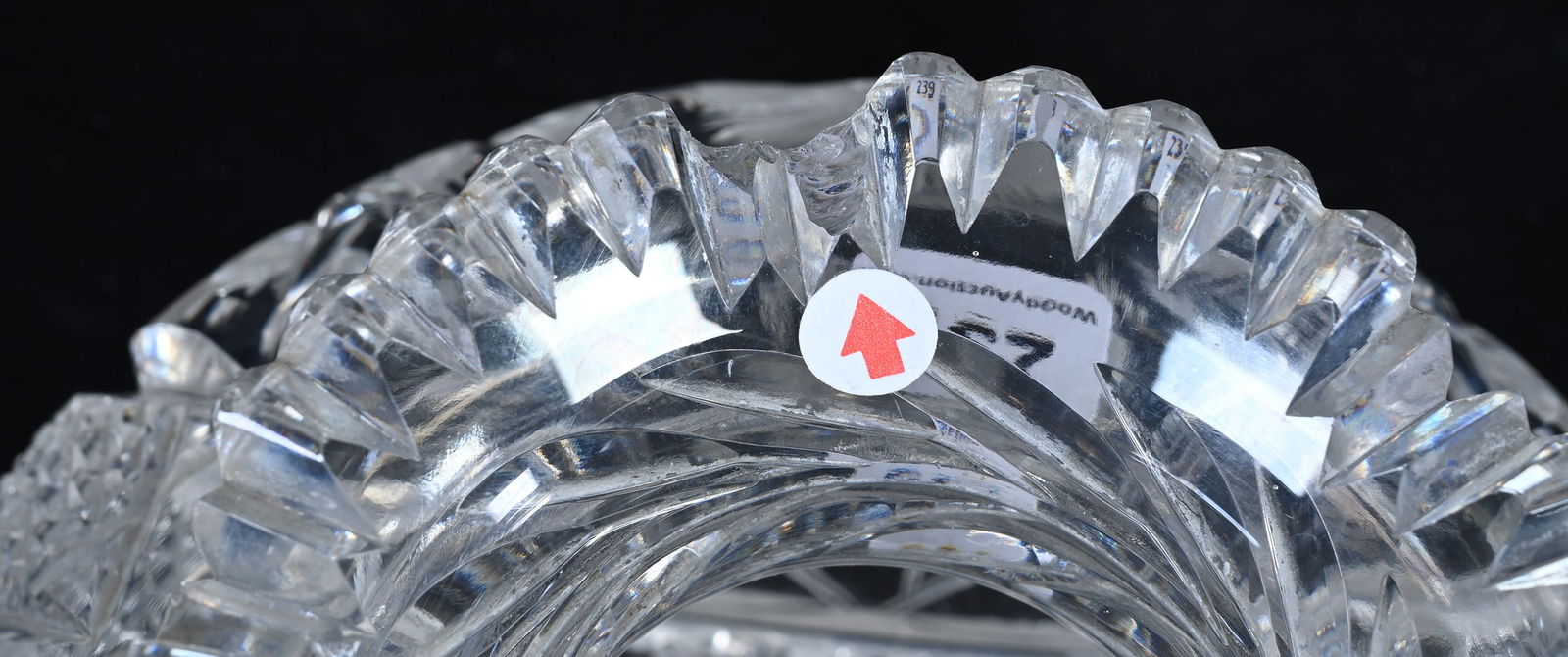 Flower Center, American Brilliant Cut Glass, Engraved Floral With Nailhead Diamond Highlights - 4