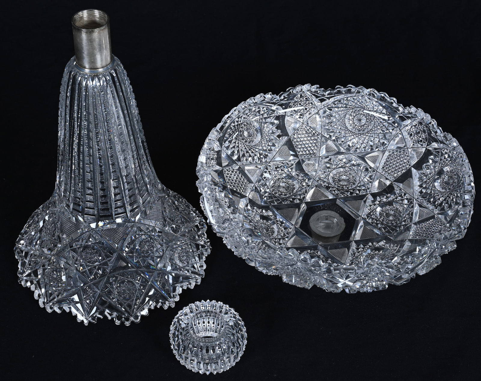 Centerpiece Compote, Three Part, American Brilliant Cut Glass - 2