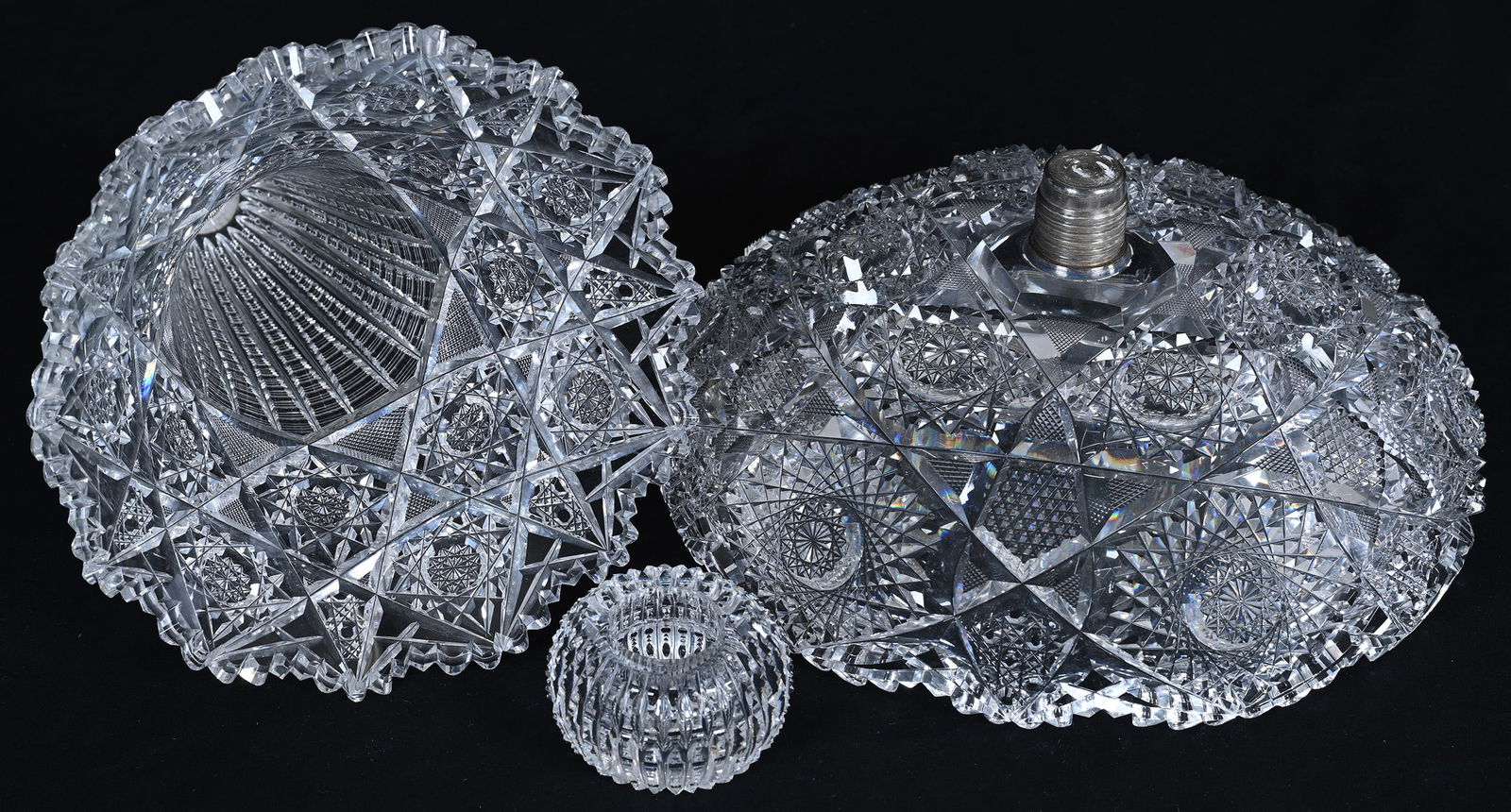 Centerpiece Compote, Three Part, American Brilliant Cut Glass - 3