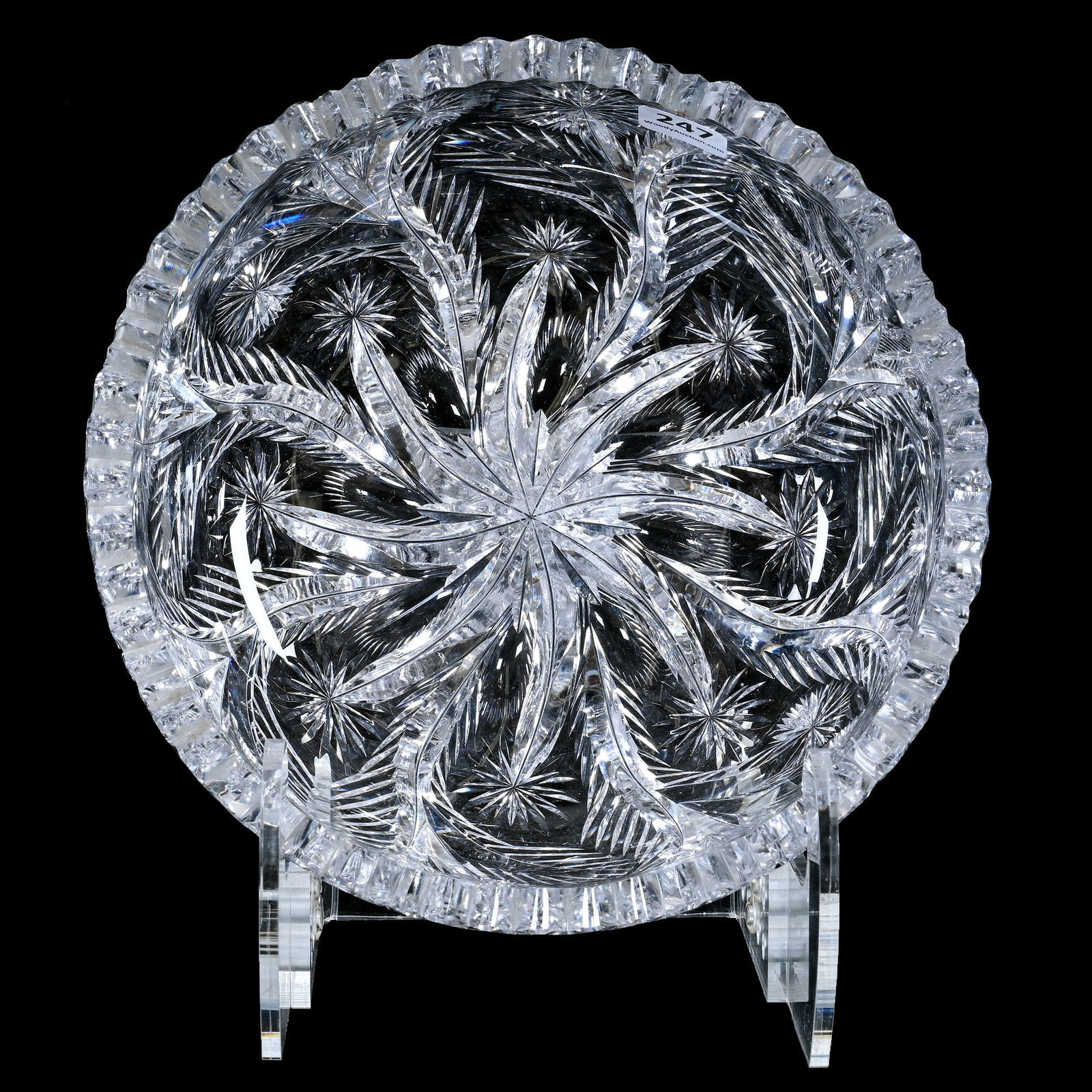 Bowl, American Brilliant Cut Glass, Signed Libbey Star And Feather Pattern (1 of 4)