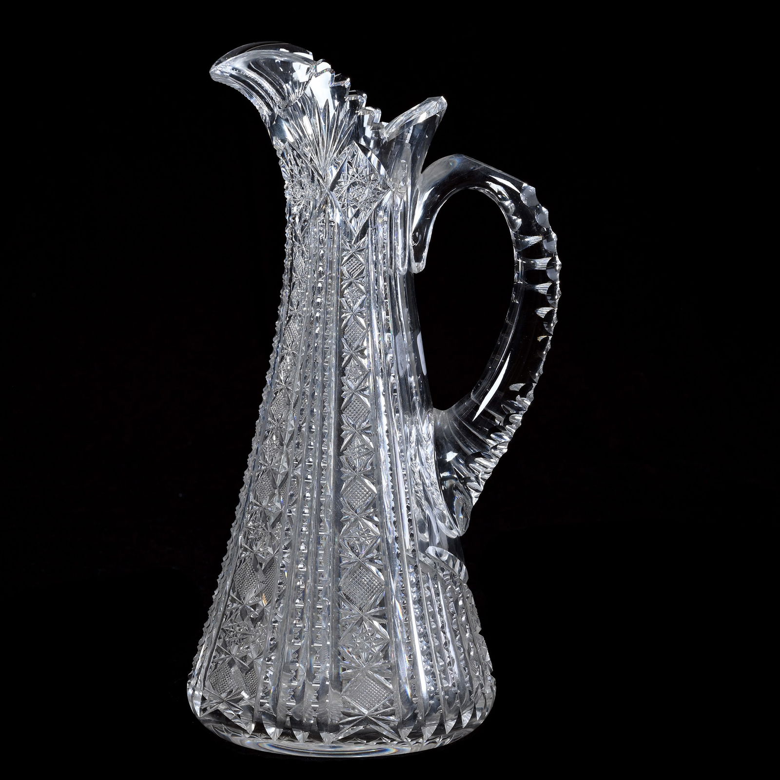 Pitcher, American Brilliant Cut Glass, Hobart Pattern By Unger Brothers (1 of 3)