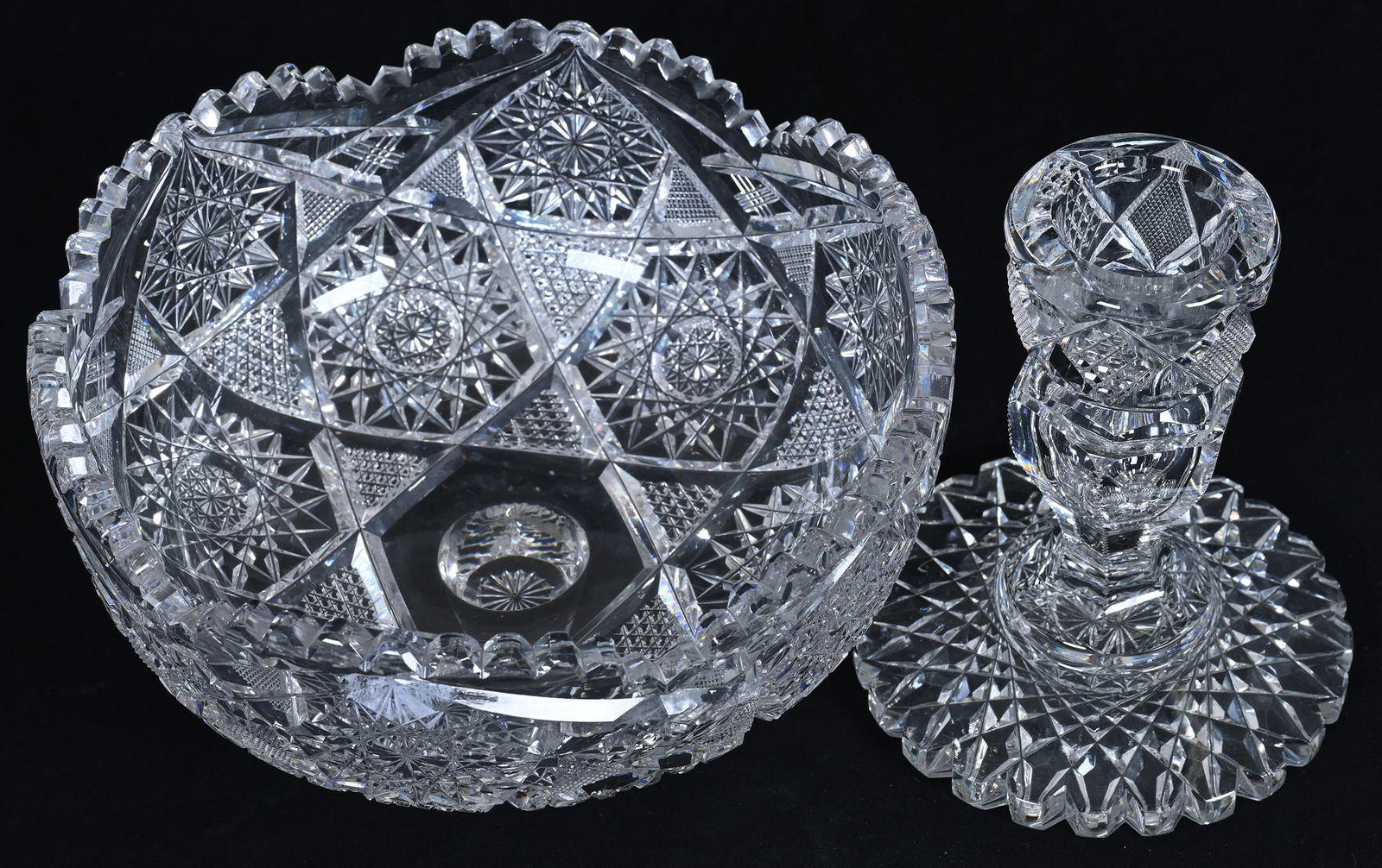 Pedestal Bowl, Two Part, American Brilliant Cut Glass - 2