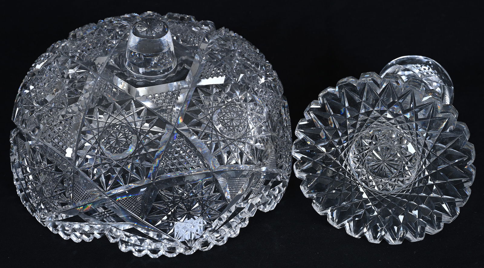 Pedestal Bowl, Two Part, American Brilliant Cut Glass - 3