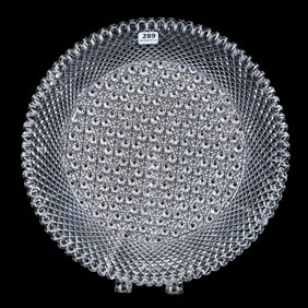 Round Pie Tray, American Brilliant Cut Glass, New England Pattern by Mt. Washington