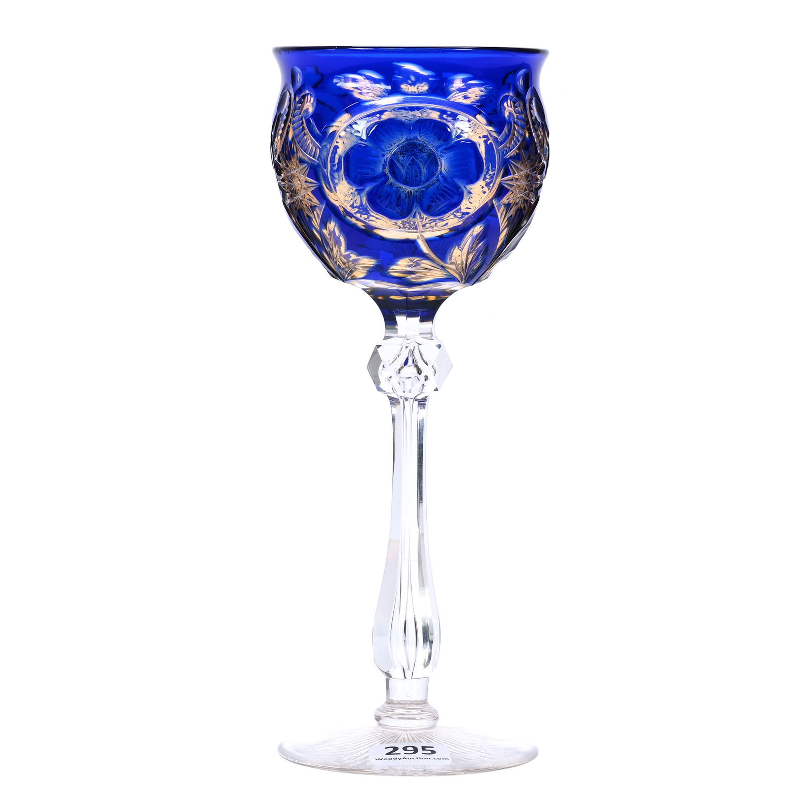 Wine Stem, BPCG, Cobalt Blue Cut To Apricot Cut To Clear, Attributed To Stevens And Williams (1 of 3)