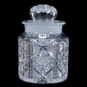 Humidor, American Brilliant Cut Glass, Ariel Pattern By C.F. Monroe