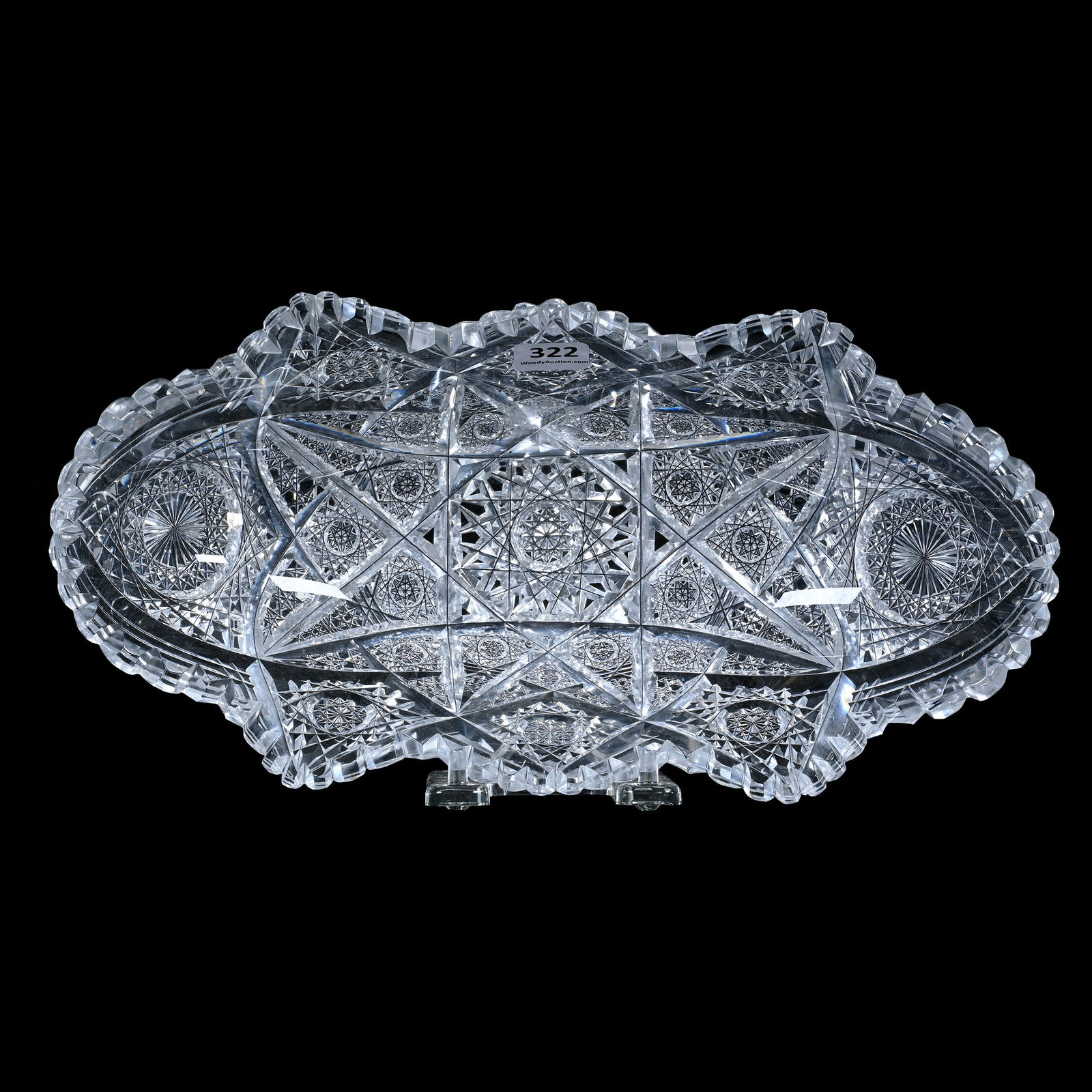 Celery Dish, American Brilliant Cut Glass, Kensington Pattern By Hawkes: Celery Dish, American Brilliant Cut Glass, Kensington Pattern By Hawkes, 3 x 11.75 x 5.75 Inches, 4 Pounds, Richard Lockey Collection, Florida.