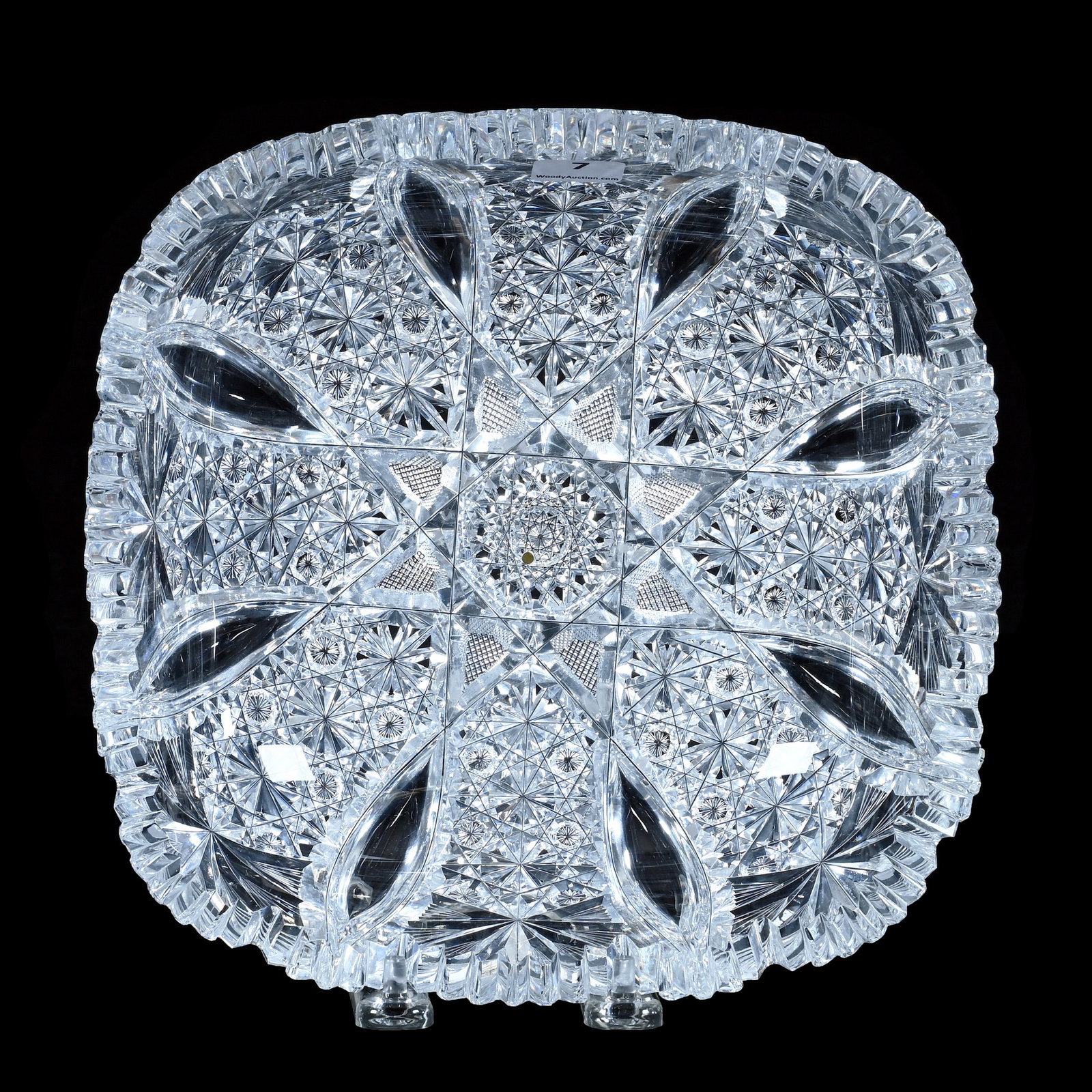 Square Bowl, American Brilliant Cut Glass, Signed Hawkes, Grecian Pattern (1 of 2)