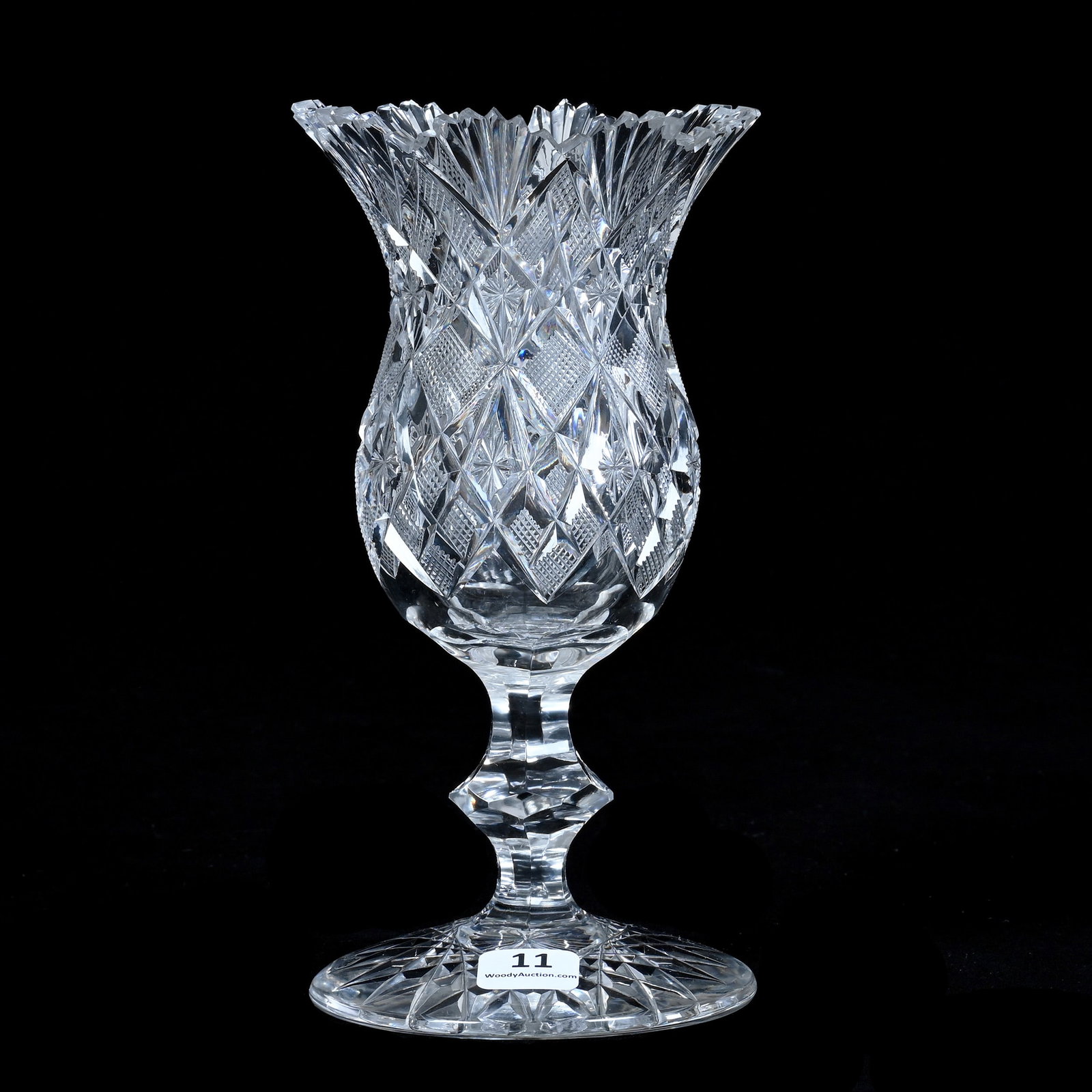Pedestal Vase, American Brilliant Cut Glass, Venetian Pattern By Straus (1 of 4)