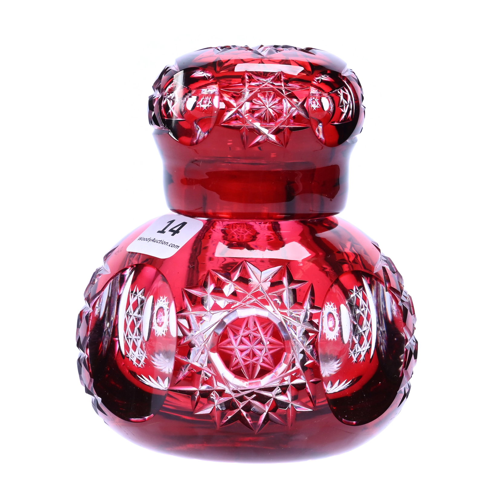 Covered Jar, Brilliant Period Cut Glass, Red Cut To Clear (1 of 3)