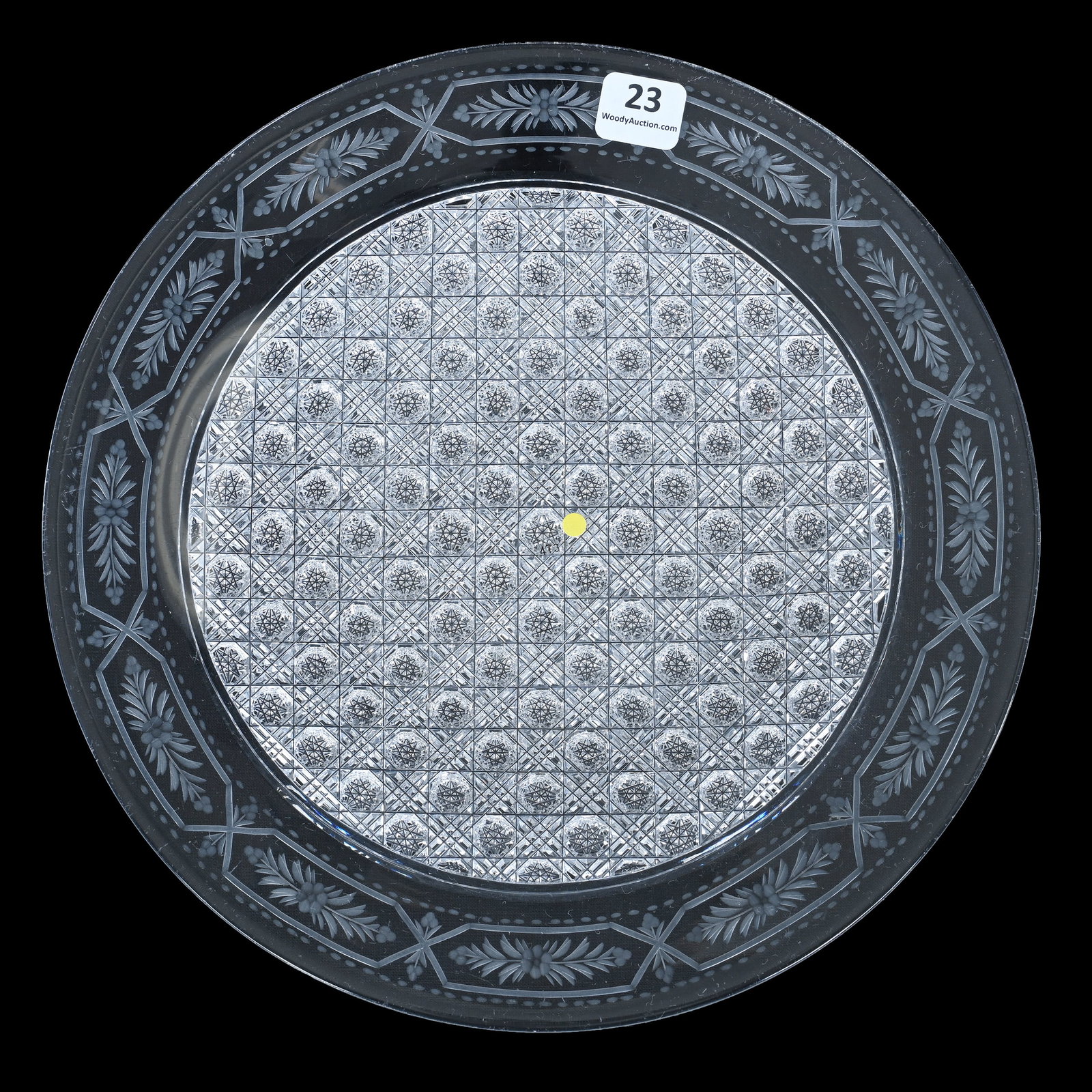 Plate, American Brilliant Cut Glass, Signed Sinclaire, Lace Hobnails And Engraving Pattern (1 of 2)