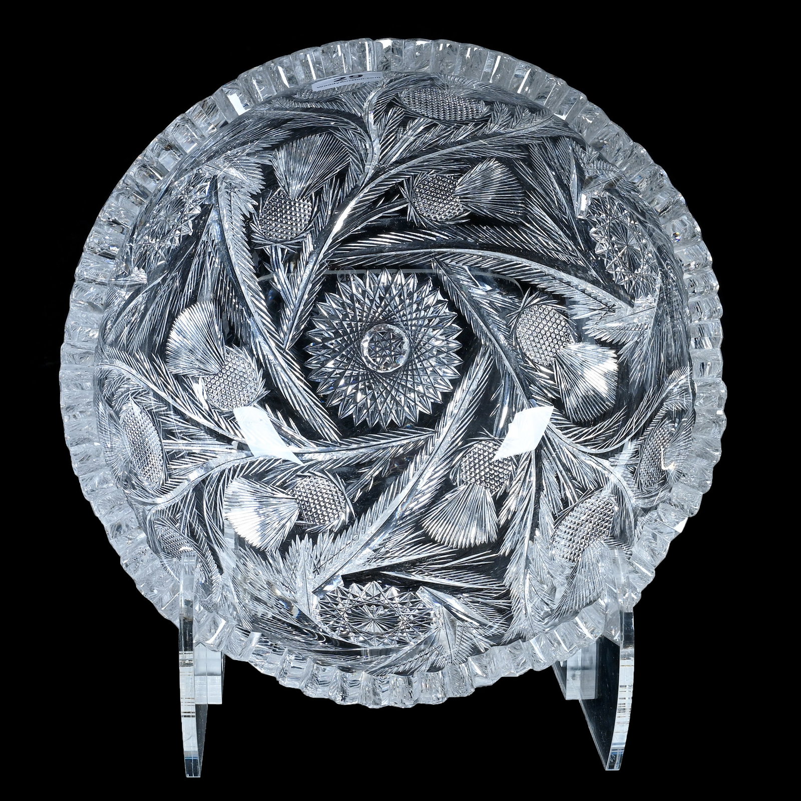 Bowl, American Brilliant Cut Glass, Thistle With Pinwheel Pattern (1 of 3)
