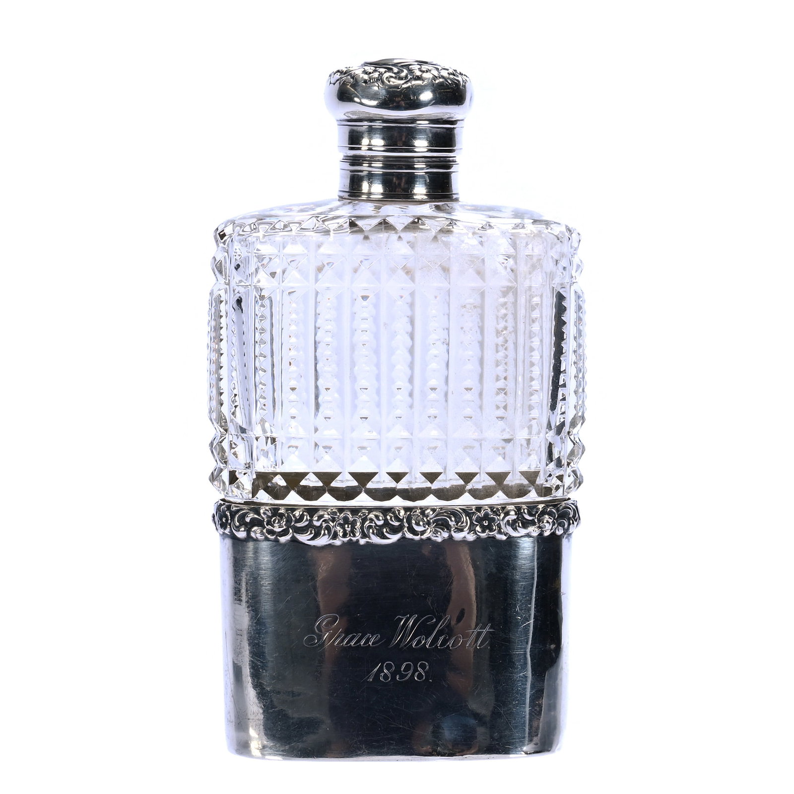 Pocket Flask, Brilliant Period Cut Glass (1 of 5)