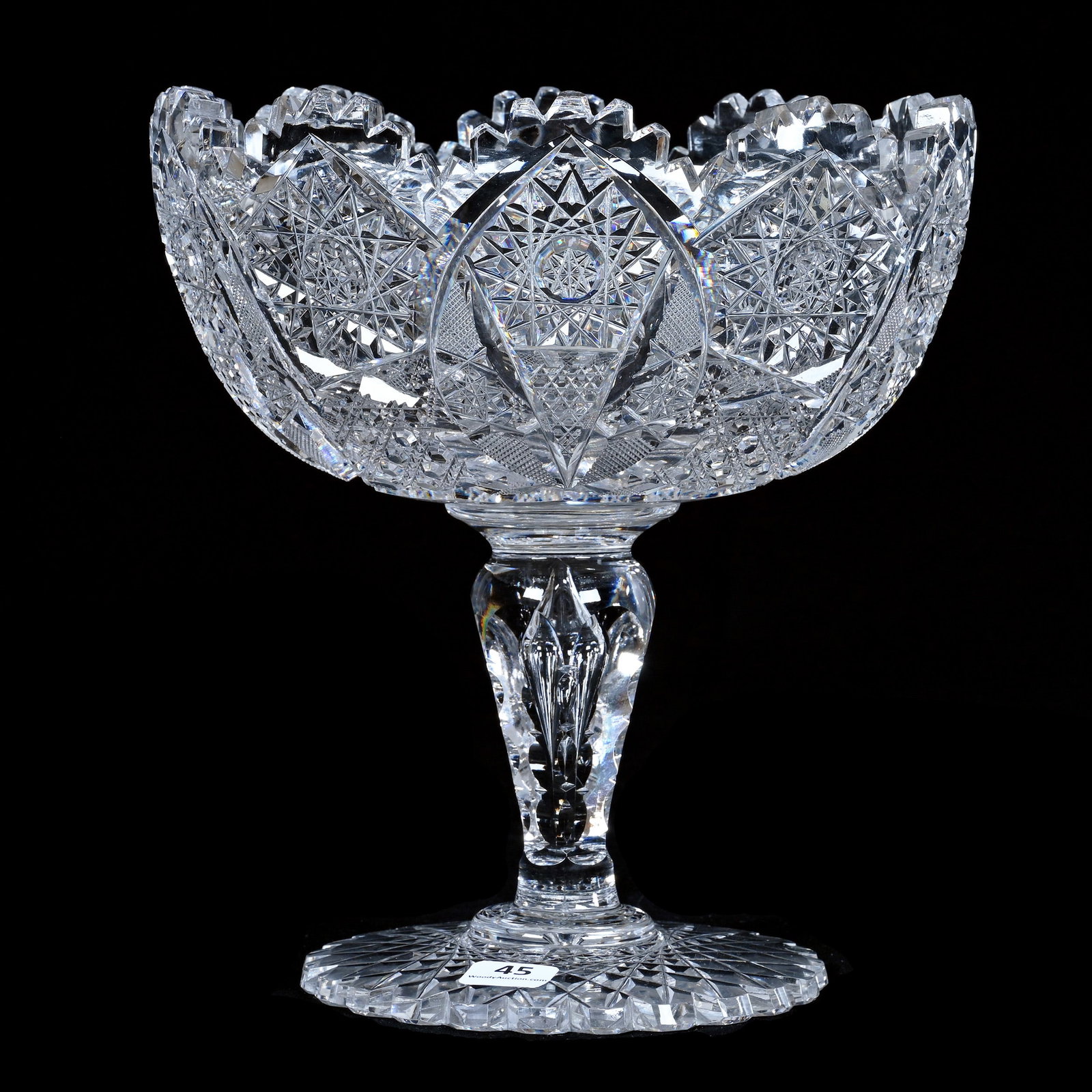 Pedestal Fruit Bowl, American Brilliant Cut Glass, El Tova Pattern By Clark (1 of 3)