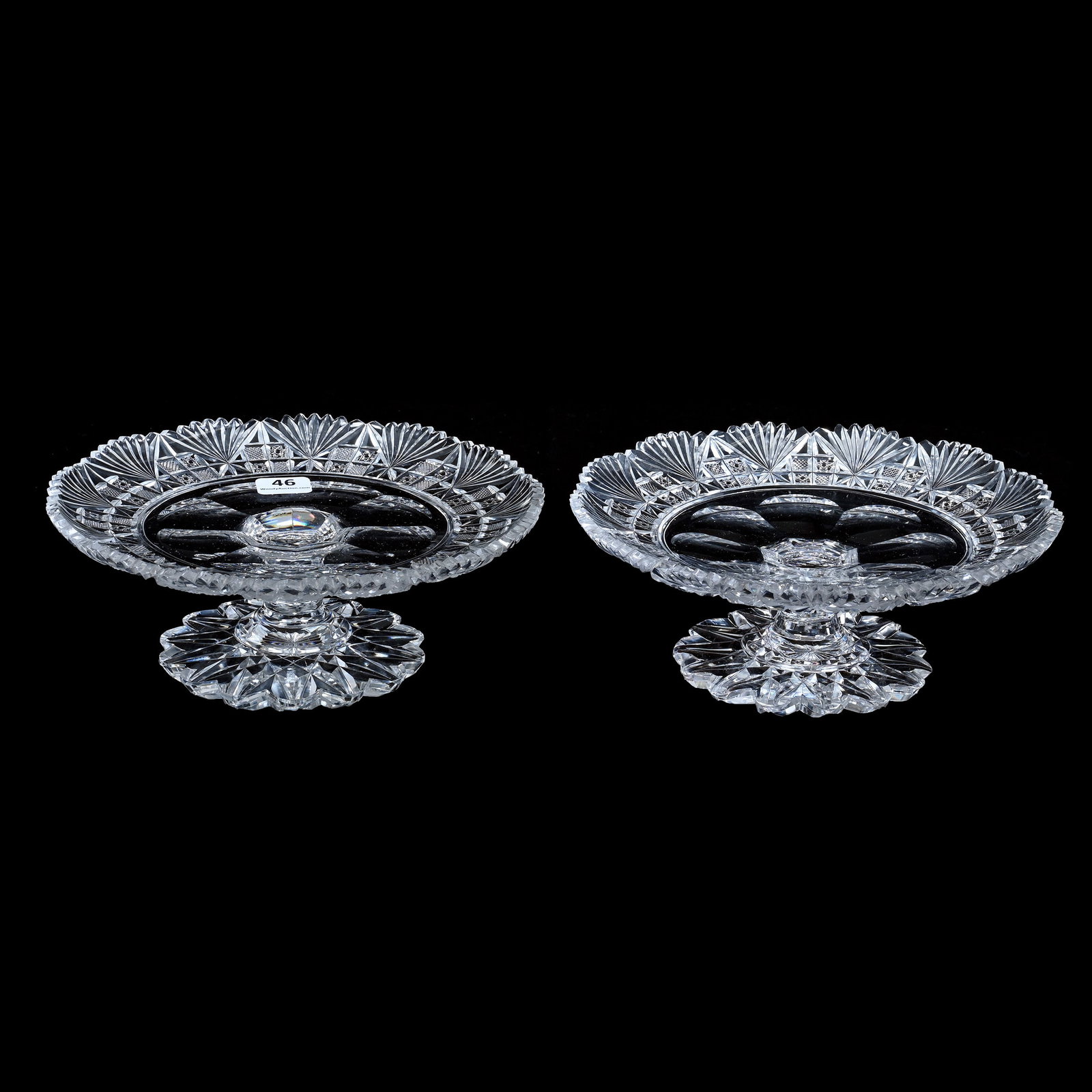 Pair Pastry Trays, American Brilliant Cut Glass (1 of 3)