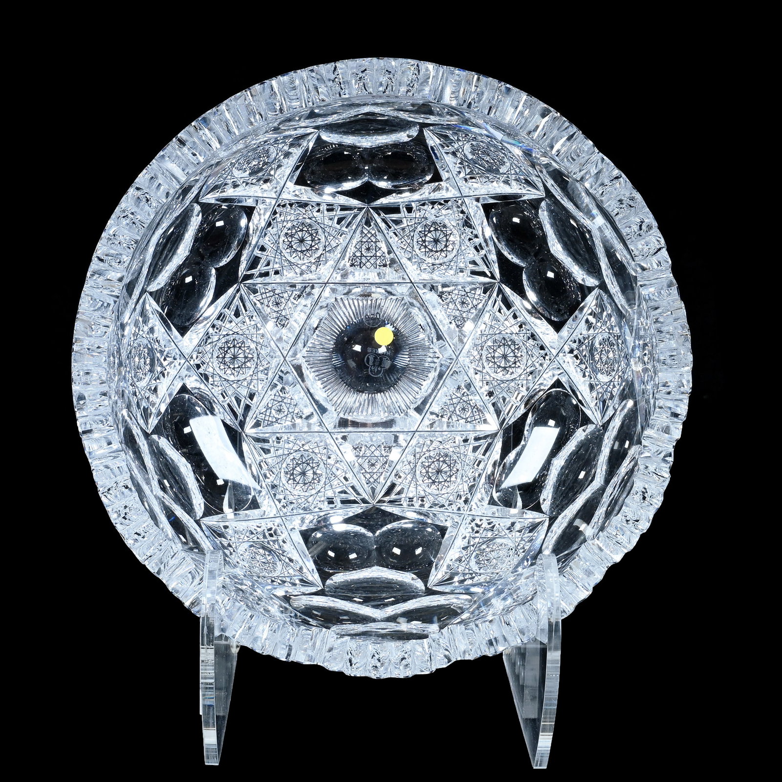 Bowl, American Brilliant Cut Glass, Signed Hawkes, Queens Pattern (1 of 4)