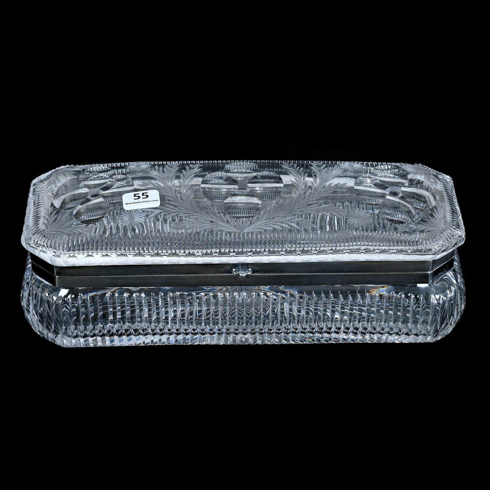 Glove Box, American Brilliant Cut Glass, Smilax Pattern By Pairpoint (1 of 3)