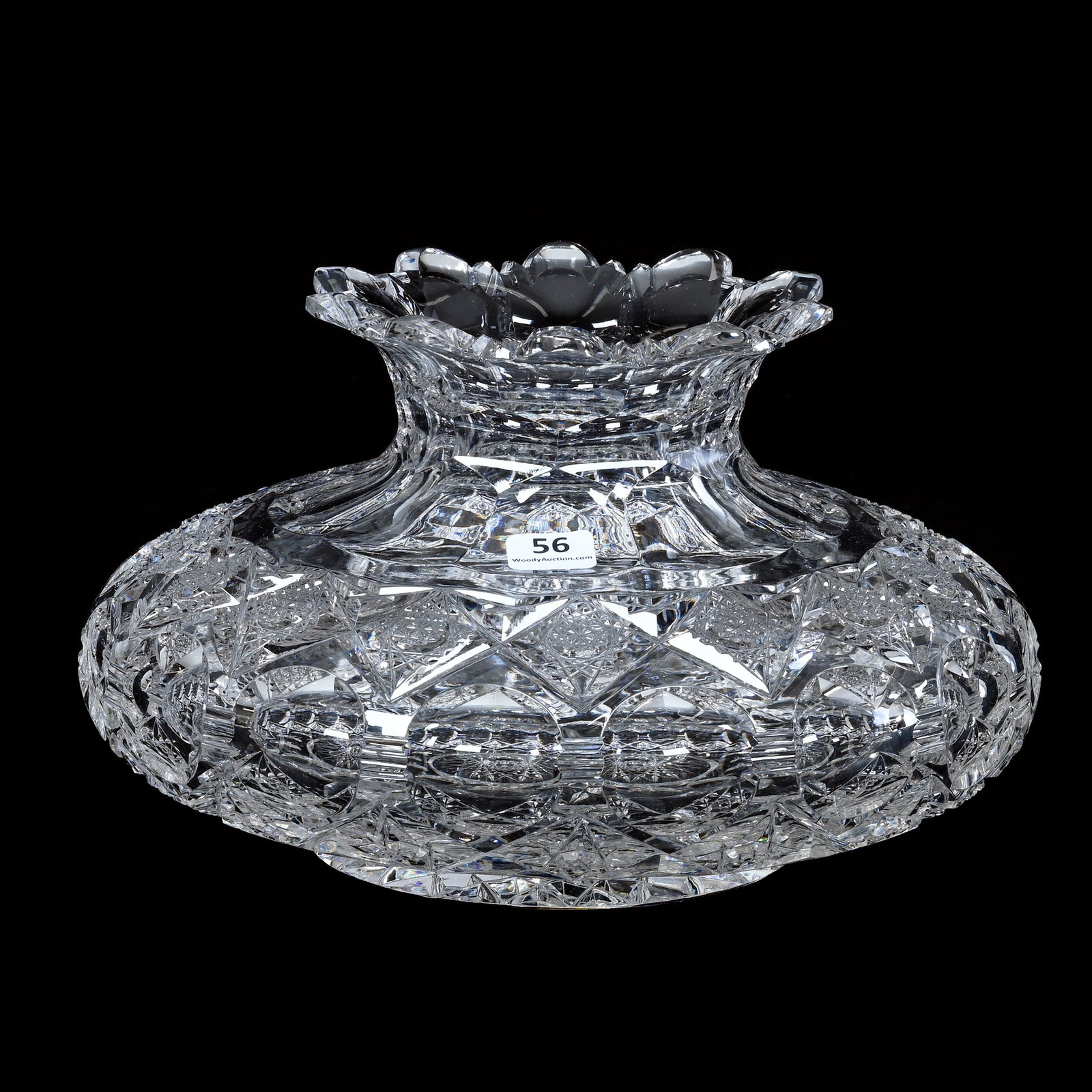 Flower Center, American Brilliant Cut Glass, Signed Hawkes, Kings Pattern (1 of 3)