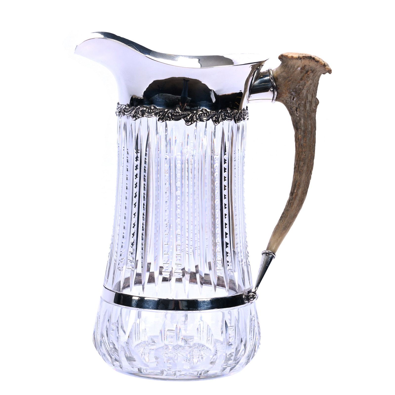 Stag Handled Pitcher, American Brilliant Cut Glass (1 of 5)