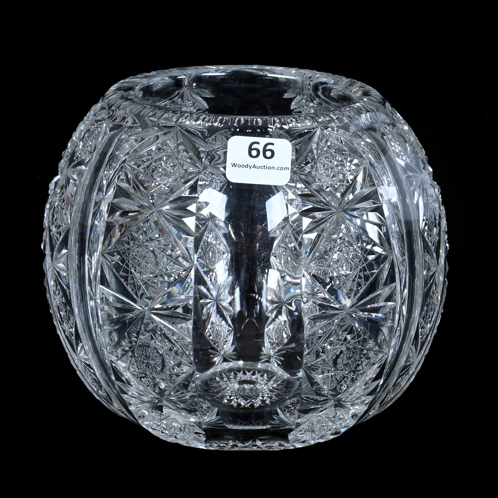 Rose Bowl, American Brilliant Cut Glass, Signed Hawkes, Teutonic Pattern (1 of 3)