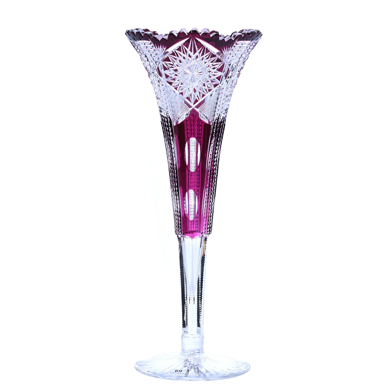 Trumpet Vase, Brilliant Period Cut Glass, Amethyst Cut To Clear (1 of 3)