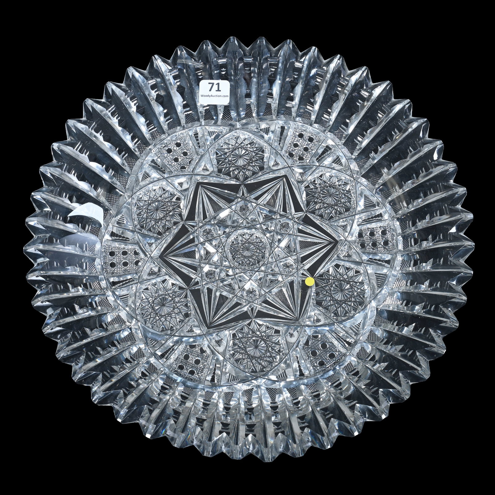 Round Tray, American Brilliant Cut Glass, Signed Libbey Ellsmere Pattern (1 of 2)