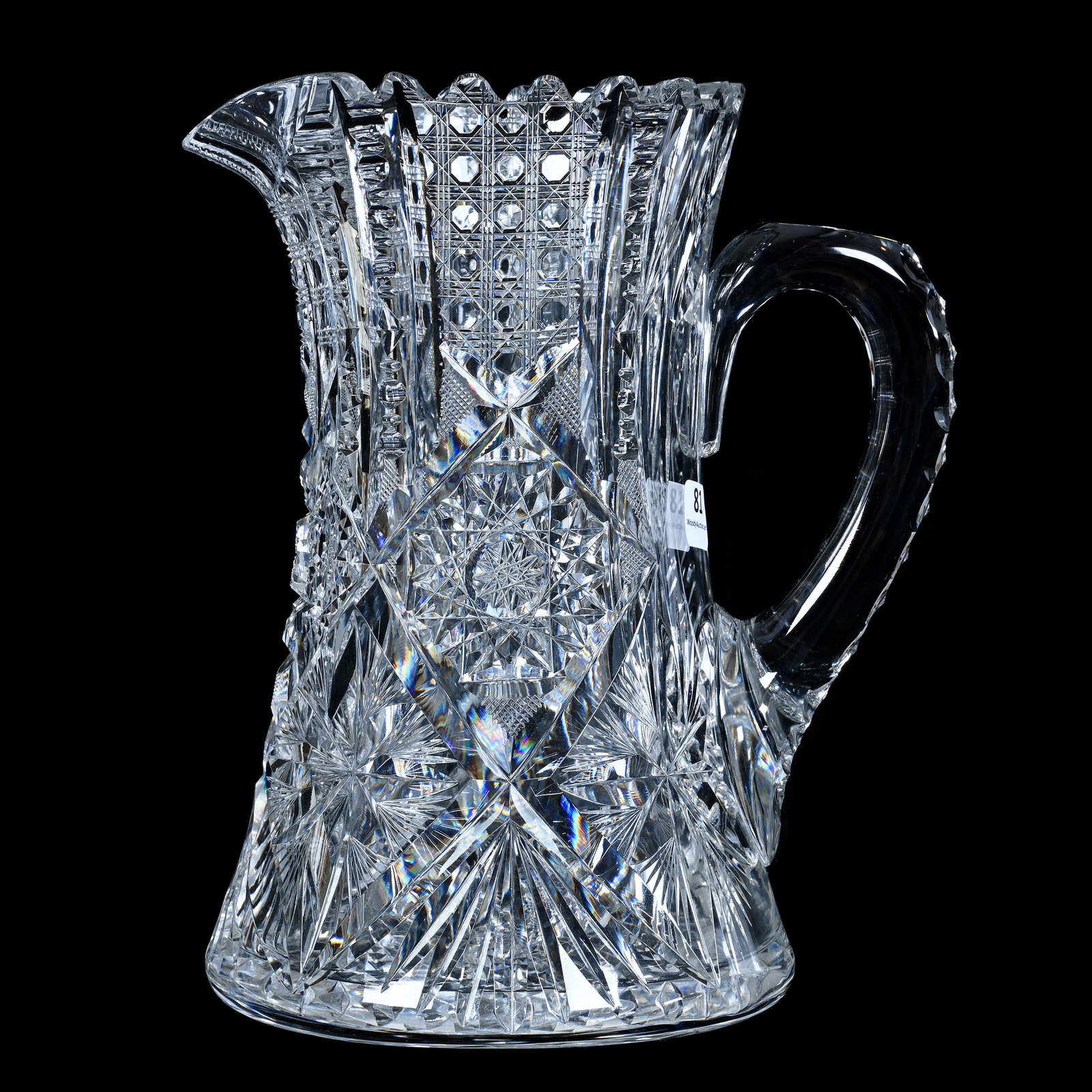 Large Pitcher, American Brilliant Cut Glass, Signed Libbey, Modified Ellsmere Type Variation (1 of 3)
