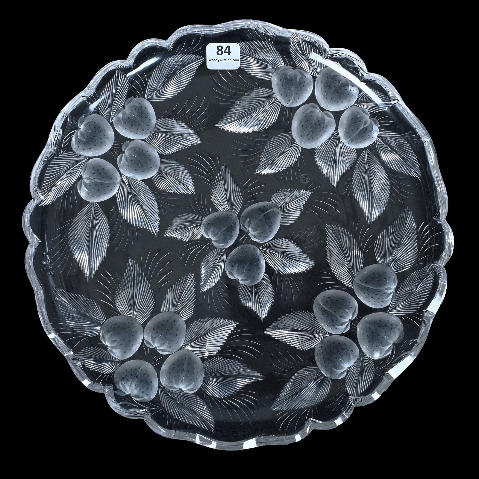 Round Tray, American Brilliant Cut Glass, Signed Hawkes Gravic Glass (1 of 2)