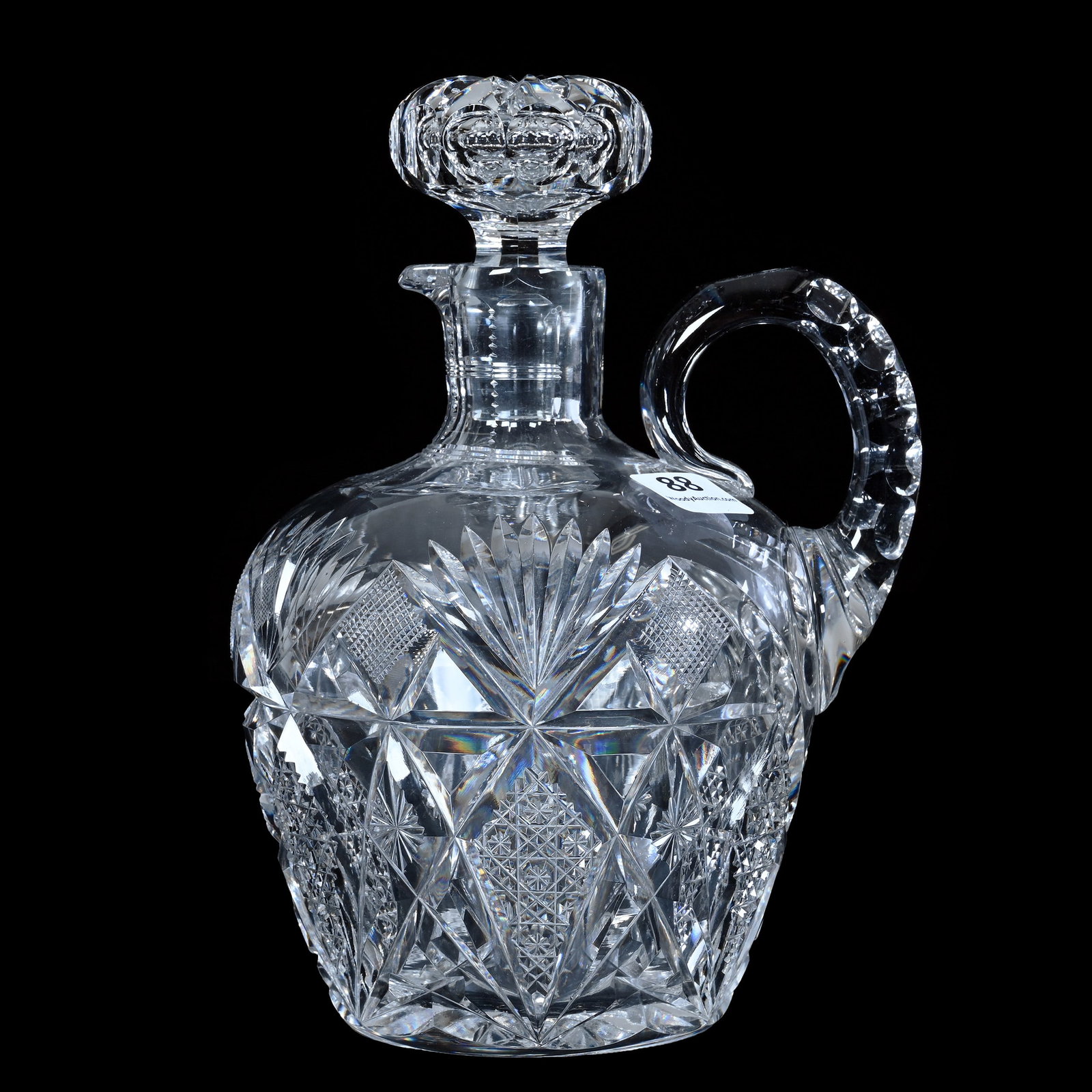 Whiskey Jug, American Brilliant Cut Glass, Signed Hawkes, Jubilee Pattern (1 of 3)