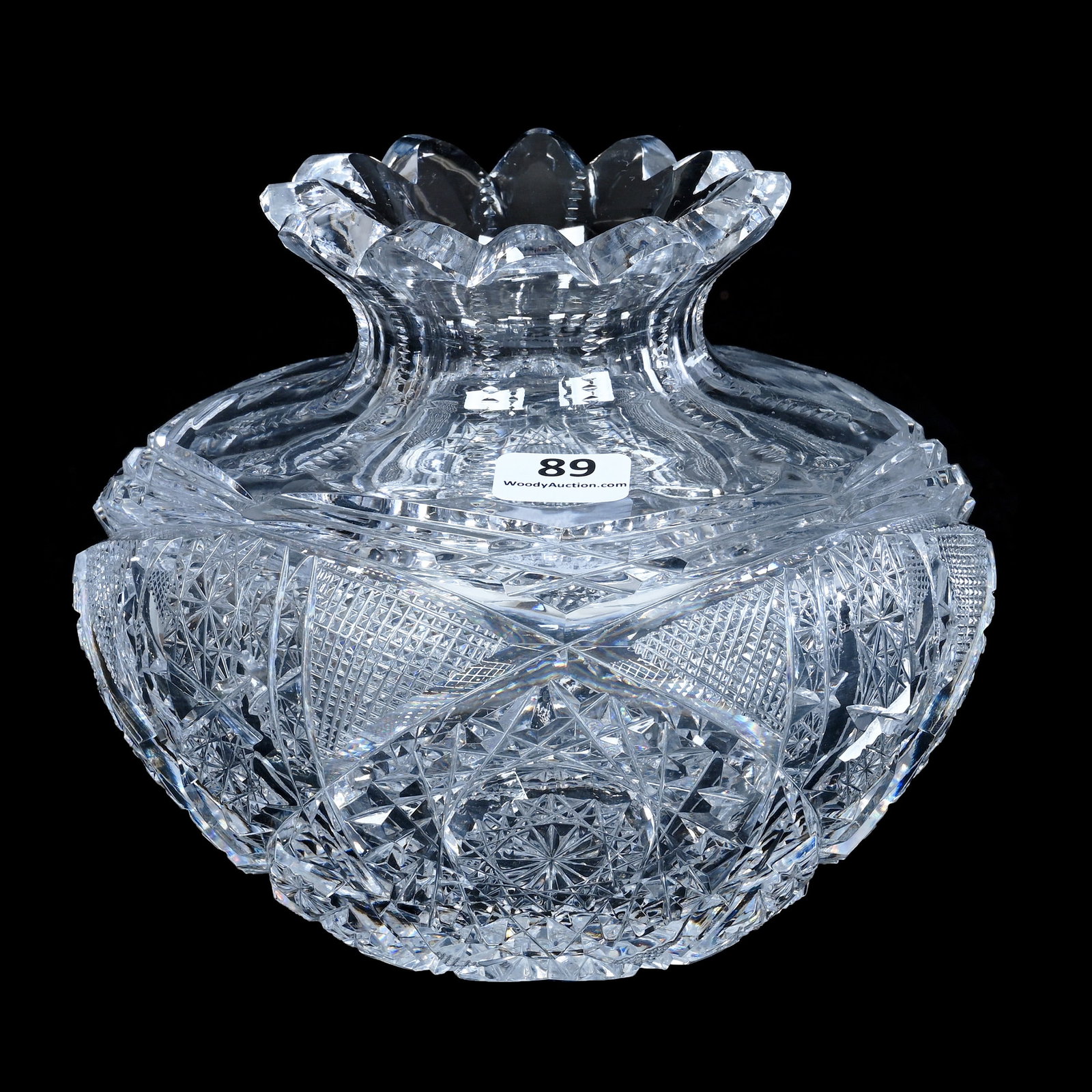 Rose Vase, American Brilliant Cut Glass, Genoa Pattern By Clark (1 of 3)