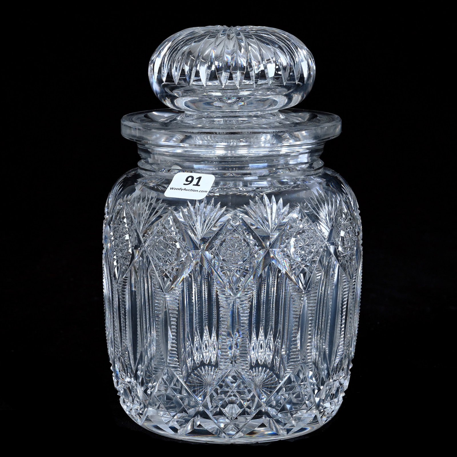 Humidor, American Brilliant Cut Glass, Signed Hawkes Brunswick Pattern (1 of 3)