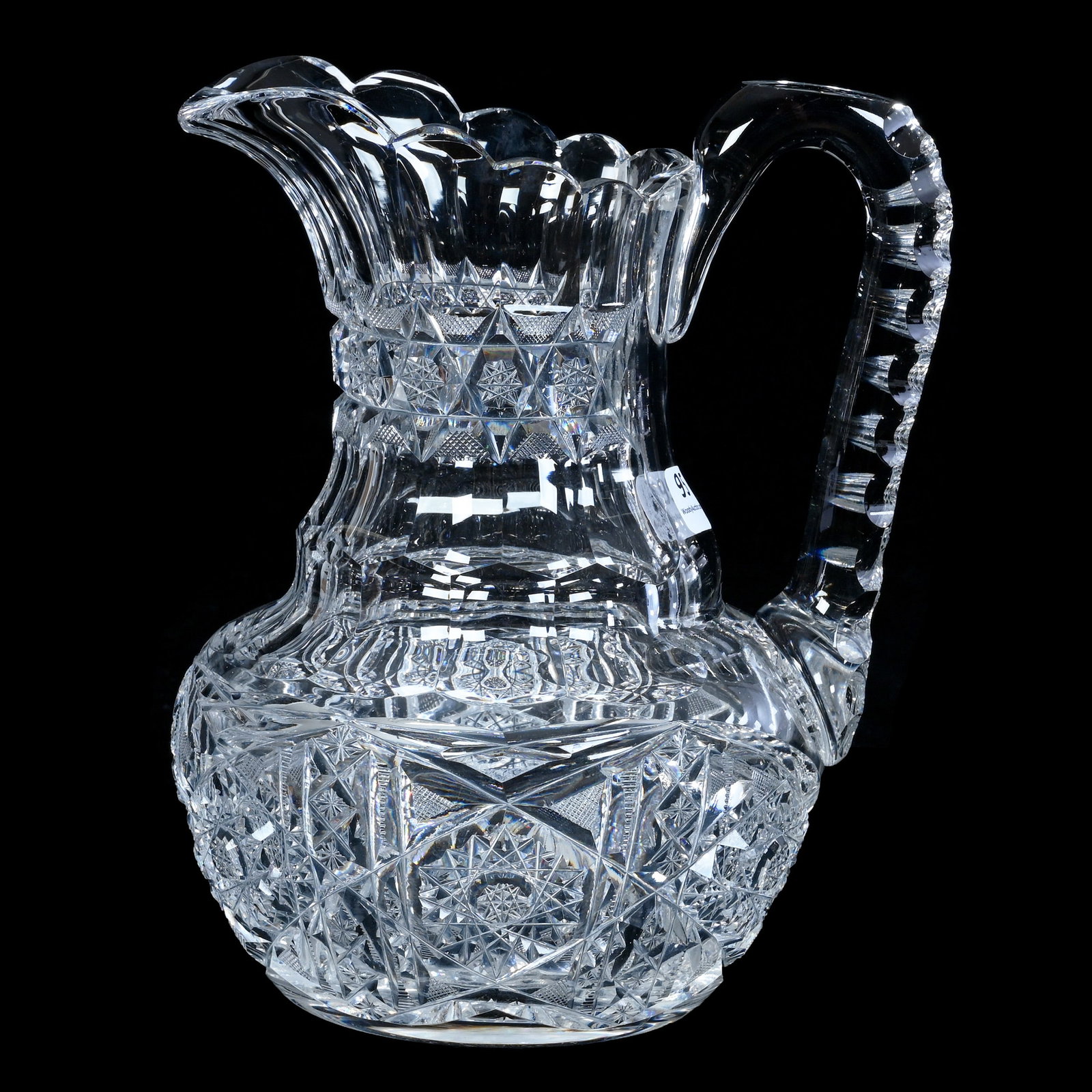 Pitcher, American Brilliant Cut Glass, Genoa Pattern By Clark (1 of 3)