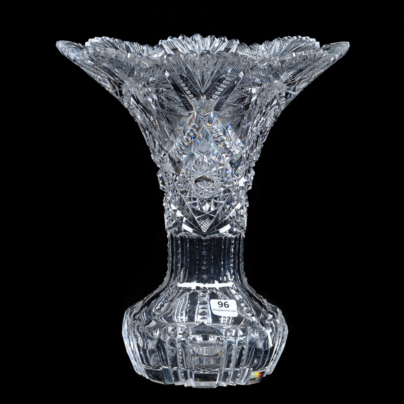 Flared Vase, American Brilliant Cut Glass, Feathered Star Pattern Designed By WC Anderson (1 of 3)