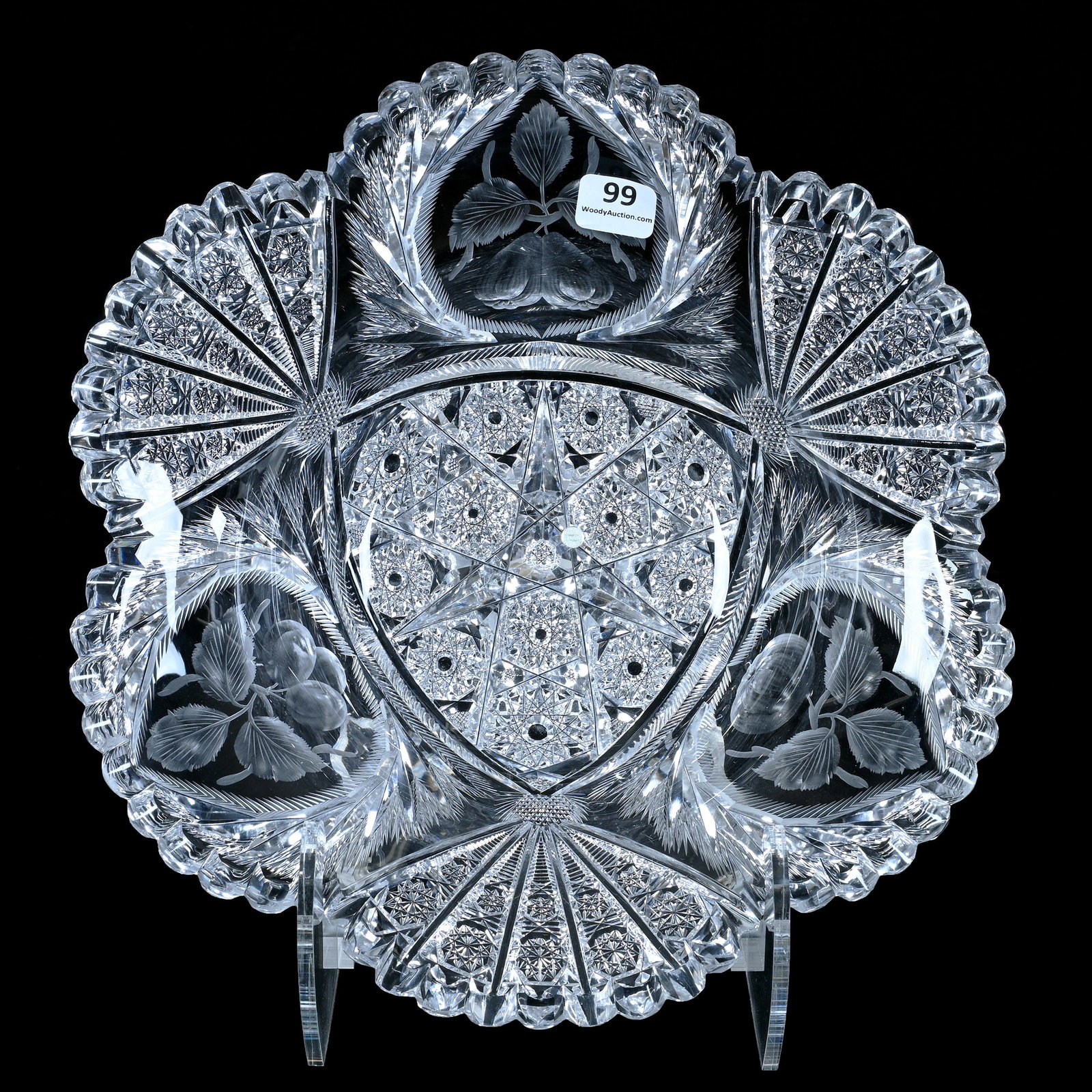 Flared Bowl, American Brilliant Cut Glass, Signed Libbey, Savona Pattern (1 of 4)